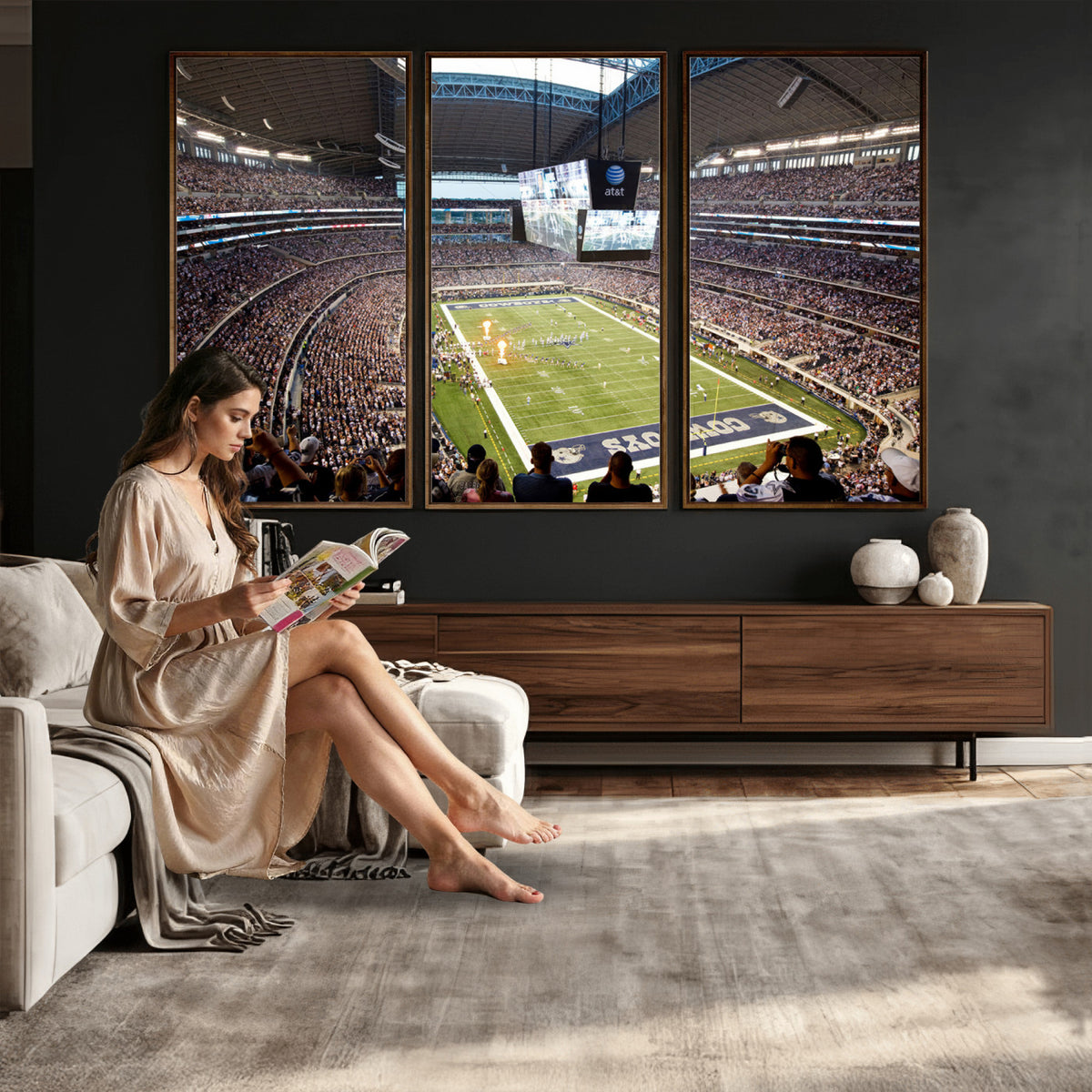 82096-MGV-CV-36X24 - Dallas Cowboys Football Team Print - Arlington AT&T Stadium Wall Art Canvas Print