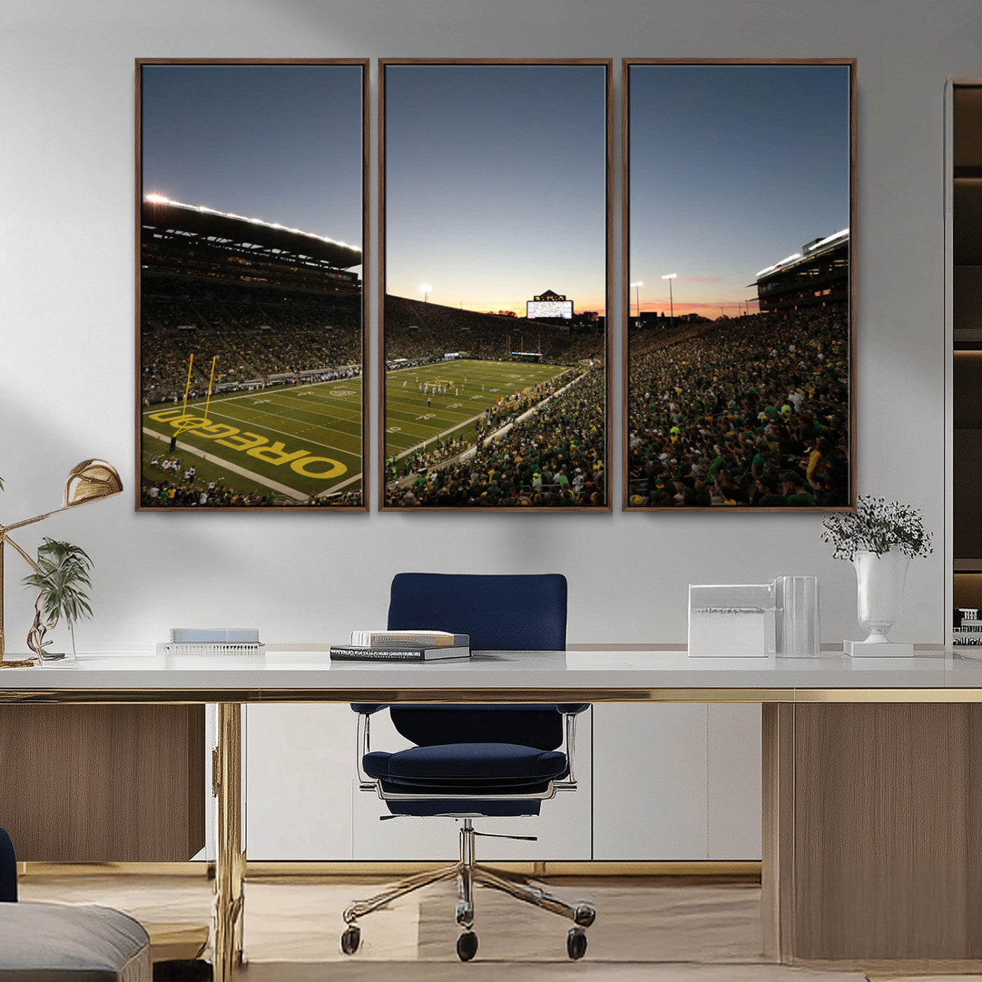 MGV-FC-48X32-3P - Oregon Ducks Football Team Print - Eugene Autzen Stadium Wall Art Canvas Print