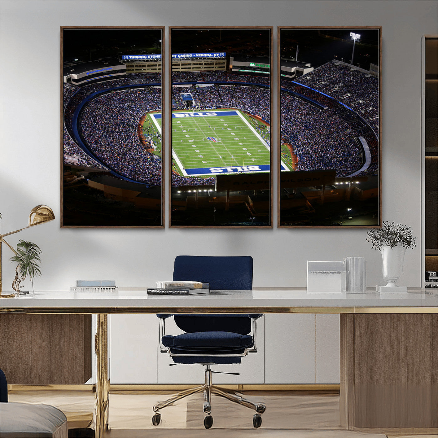 MGV-FC-48X32-3P - Buffalo Bills NFL Football Team Print - Highmark Stadium Wall Art Canvas Print
