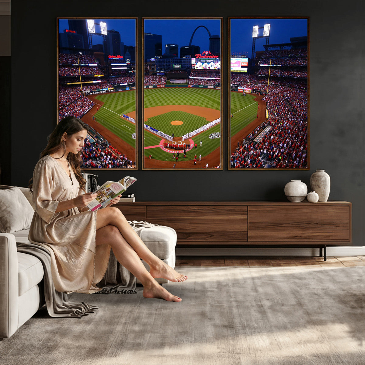 11925-MGV-CV-36X24 - St. Louis Cardinals Baseball Team Print, Busch Stadium Wall Art