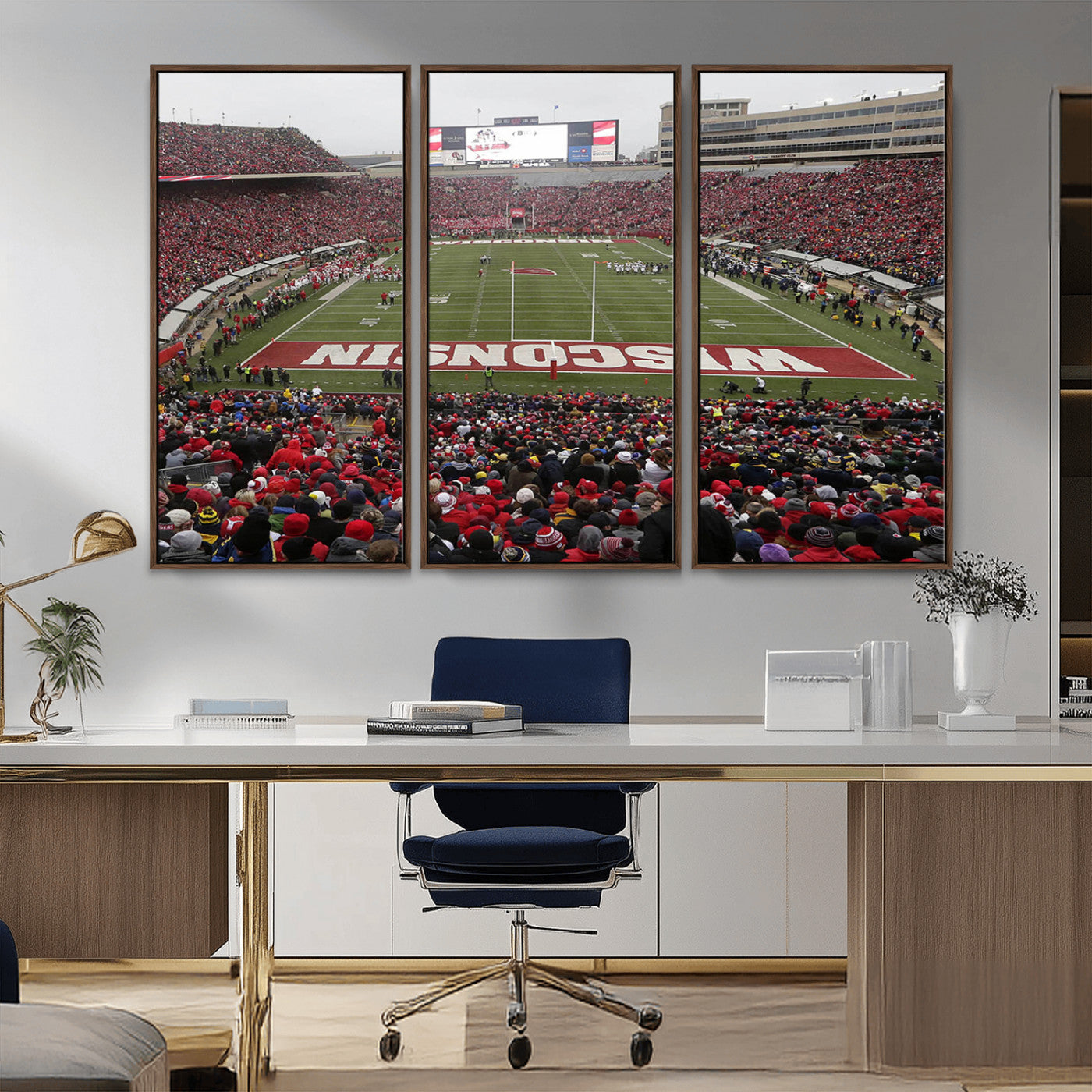 MGV-FC-48X32-3P - Wisconsin Badgers Team Print Canvas - Madison Camp Randall Stadium Wall Art Canvas Print