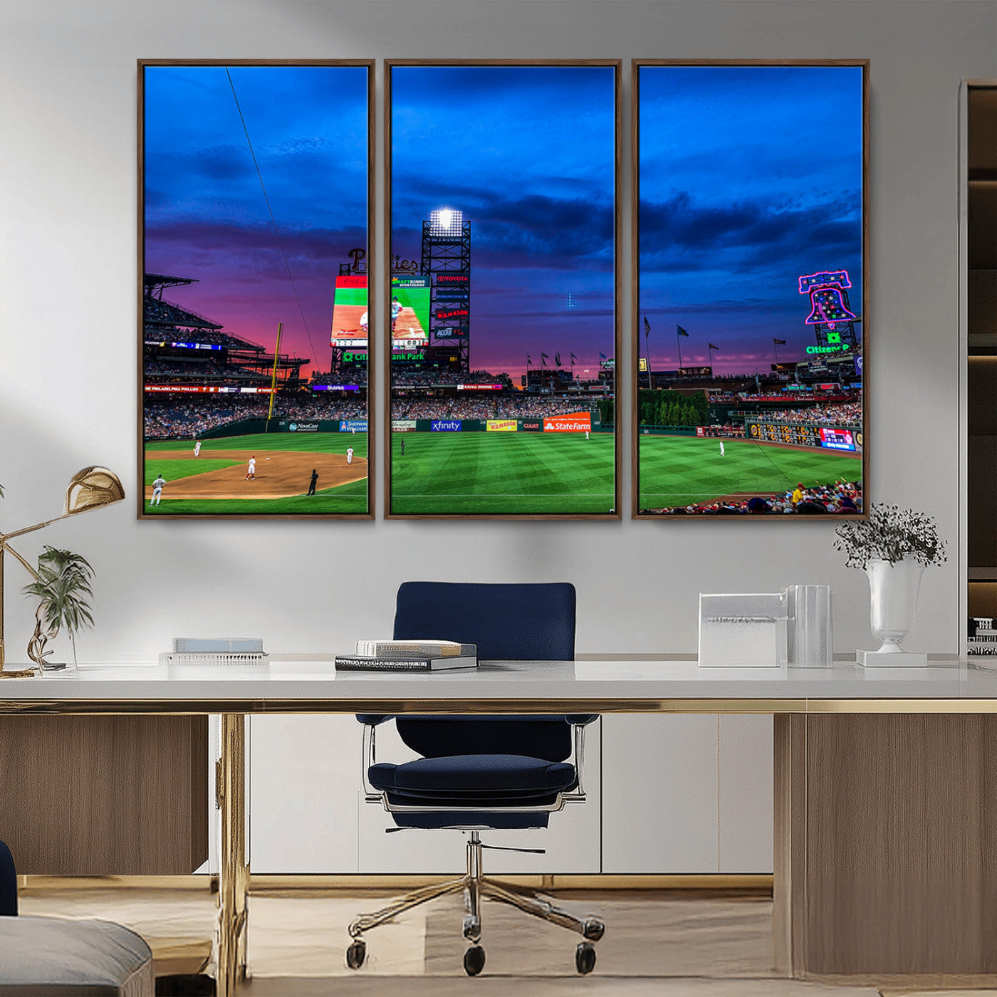 MGV-FC-48X32-3P - Philadelphia Phillies Baseball Team Print - Philadelphia Citizens Bank Park Stadium Canvas Wall Art