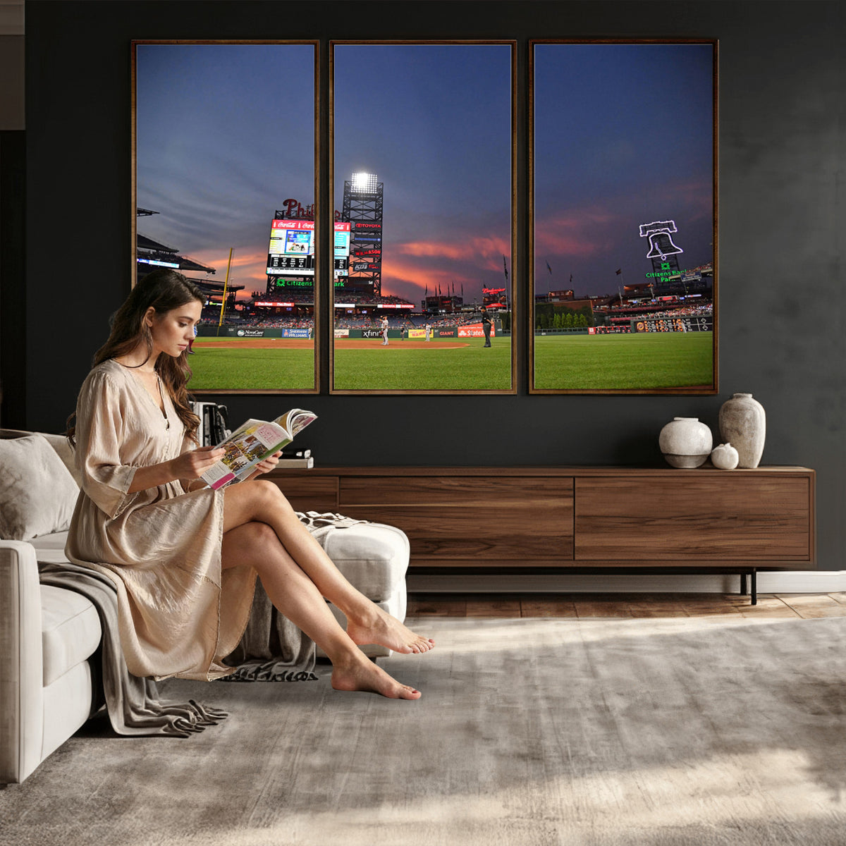 22594-MGV-CV-36X24 - Philadelphia Phillies Baseball Print - Philadelphia Citizens Bank Park Stadium Wall Art, Phillies