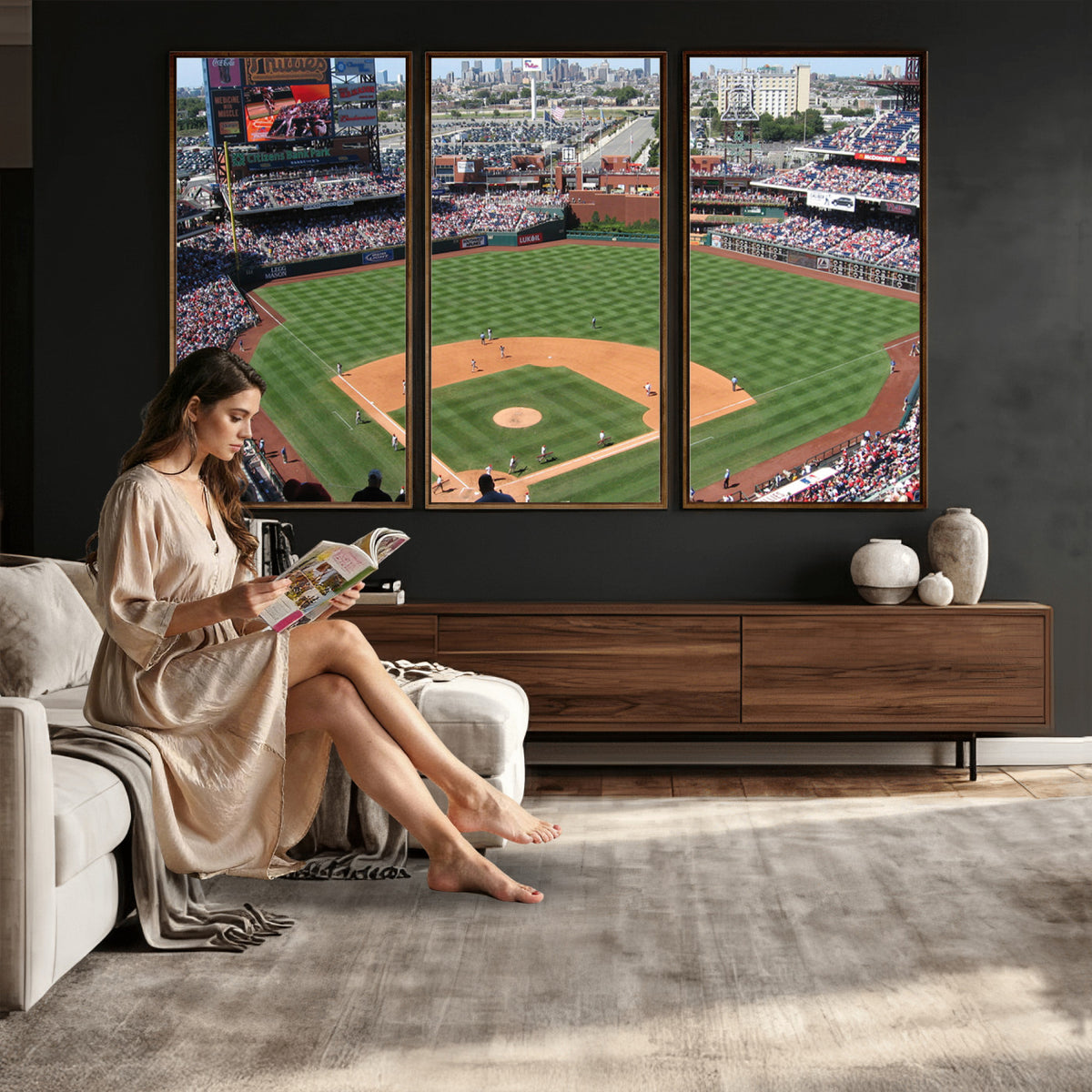 85755-MGV-CV-36X24 - Philadelphia Phillies Baseball Team Print - Philadelphia Citizens Bank Park Stadium Wall Art Canvas