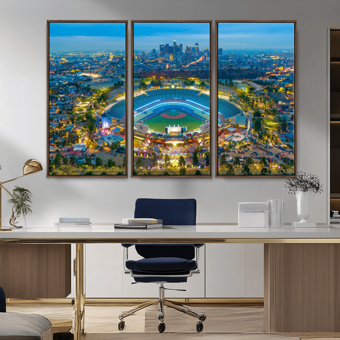 MGV-FC-48X32-3P - Los Angeles Dodgers Wall Art Canvas, Dodger Stadium Wall Art Canvas Print - MLB Baseball Stadium