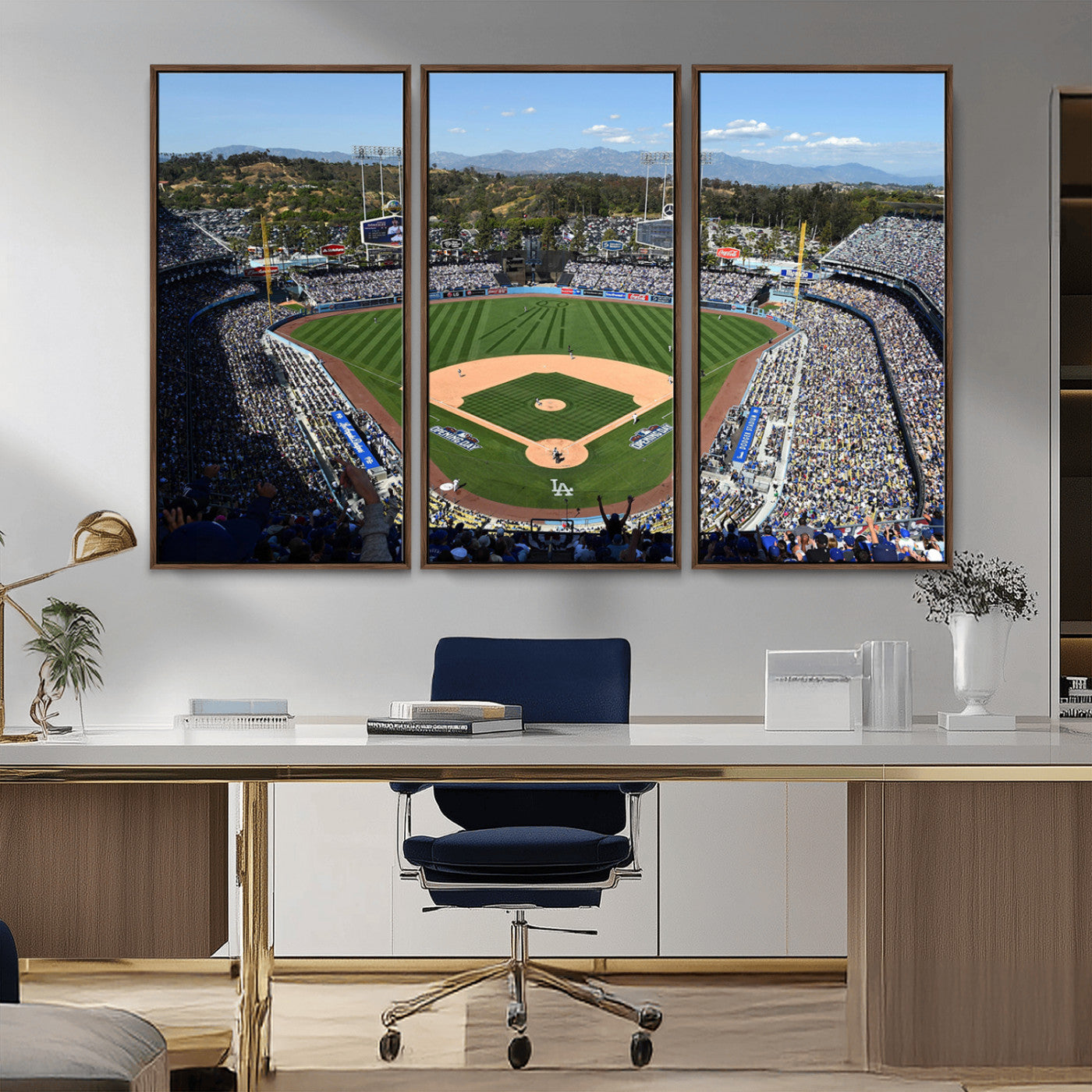 MGV-FC-48X32-3P - Los Angeles Dodgers Dodger Stadium Wall Art Canvas Print - MLB Baseball Stadium Wall Art Canvas