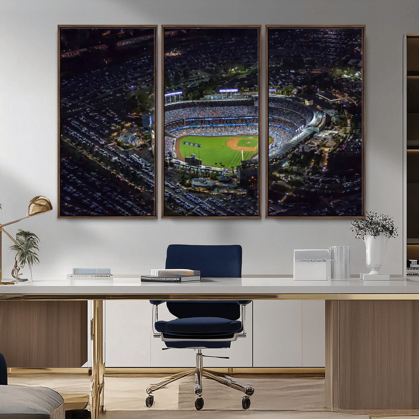 MGV-FC-48X32-3P - Los Angeles Dodgers Dodger Stadium Wall Art Canvas Print - MLB Baseball Stadium