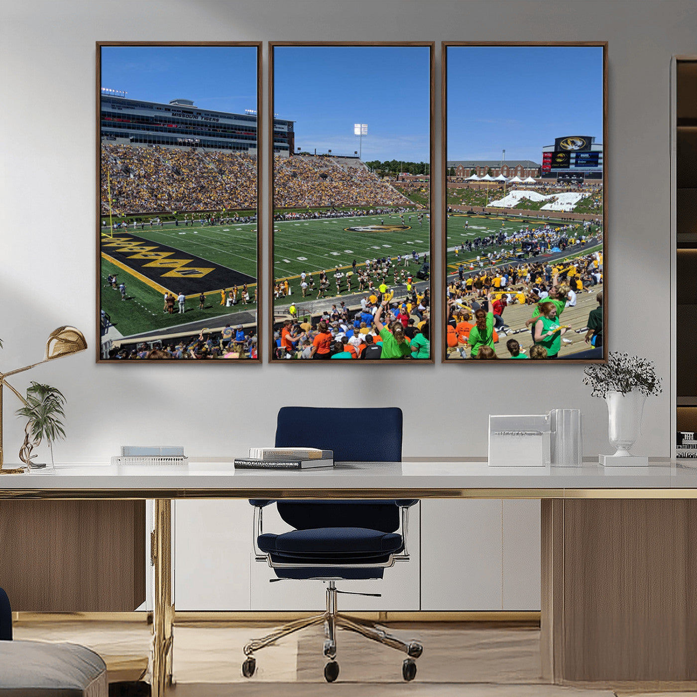 MGV-FC-48X32-3P - University of Missouri Tigers Football Team Print - Columbia Faurot Field Memorial Stadium Wall Art
