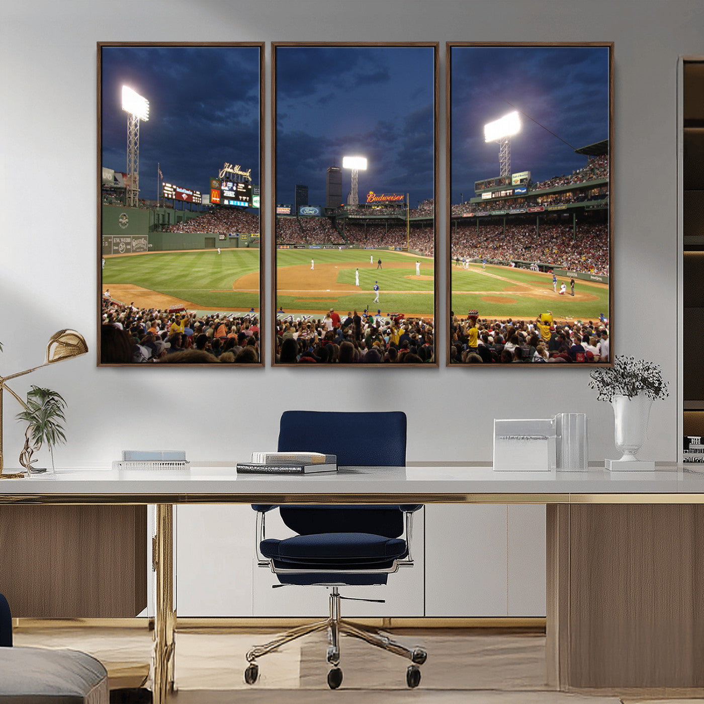 MGV-FC-48X32-3P - Boston Red Sox Baseball Team Print Canvas - Massachusetts Fenway Park Stadium Wall Art Canvas Print