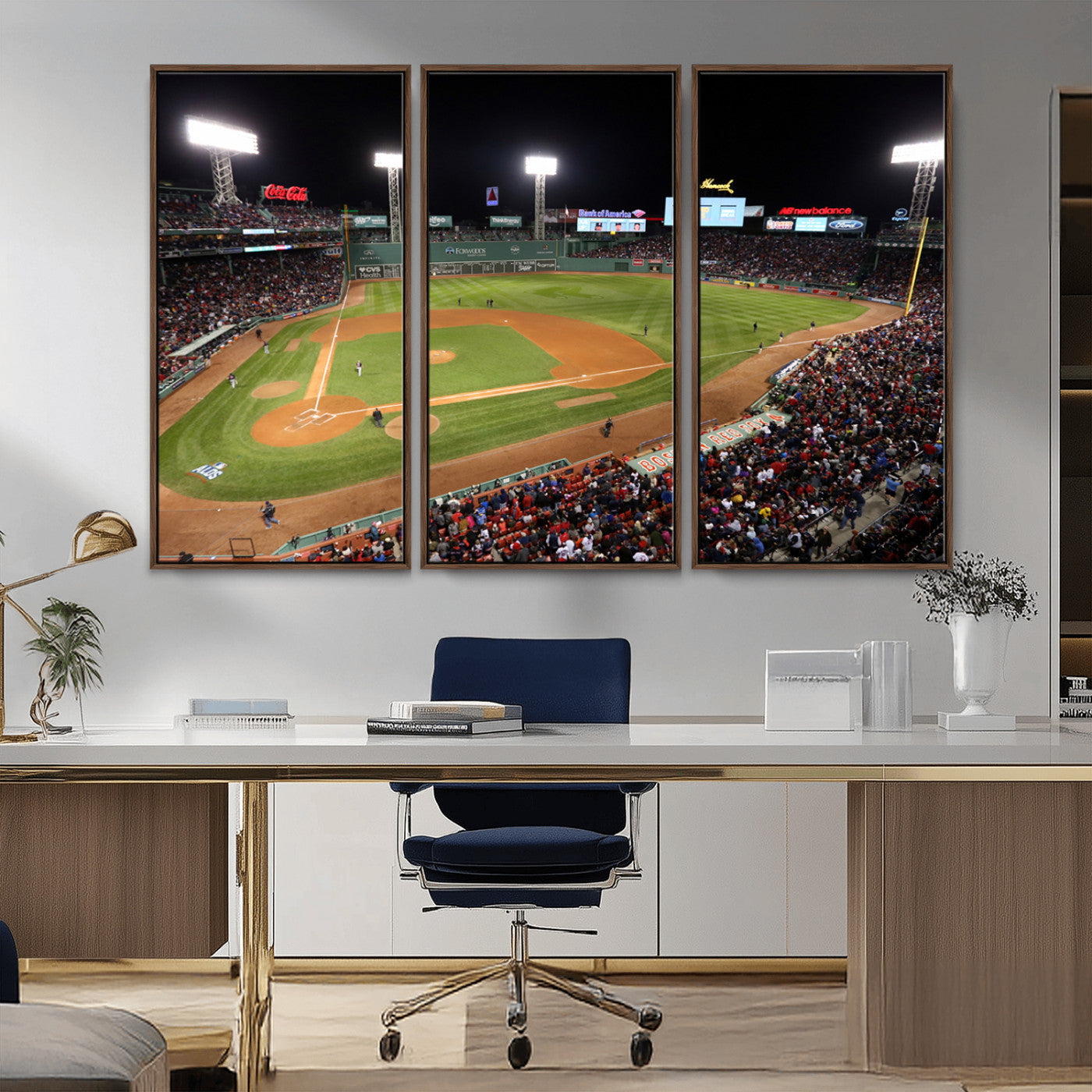 MGV-FC-48X32-3P - Boston Red Sox Baseball Team Print - Massachusetts Fenway Park Stadium Wall Art Canvas Print