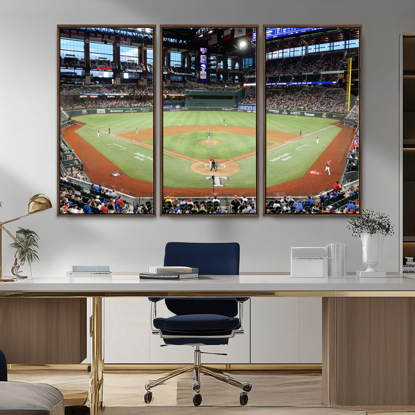 MGV-FC-48X32-3P - Texas Rangers Baseball Team Print - Arlington Globe Life Field Stadium Canvas Print Wall Art
