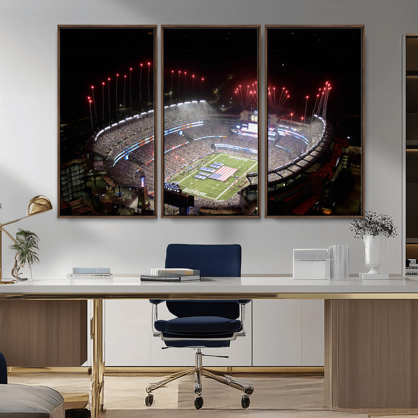 MGV-FC-48X32-3P - New England Patriots Team Print Wall Art- Foxborough Gillette Stadium Wall Art Canvas Print