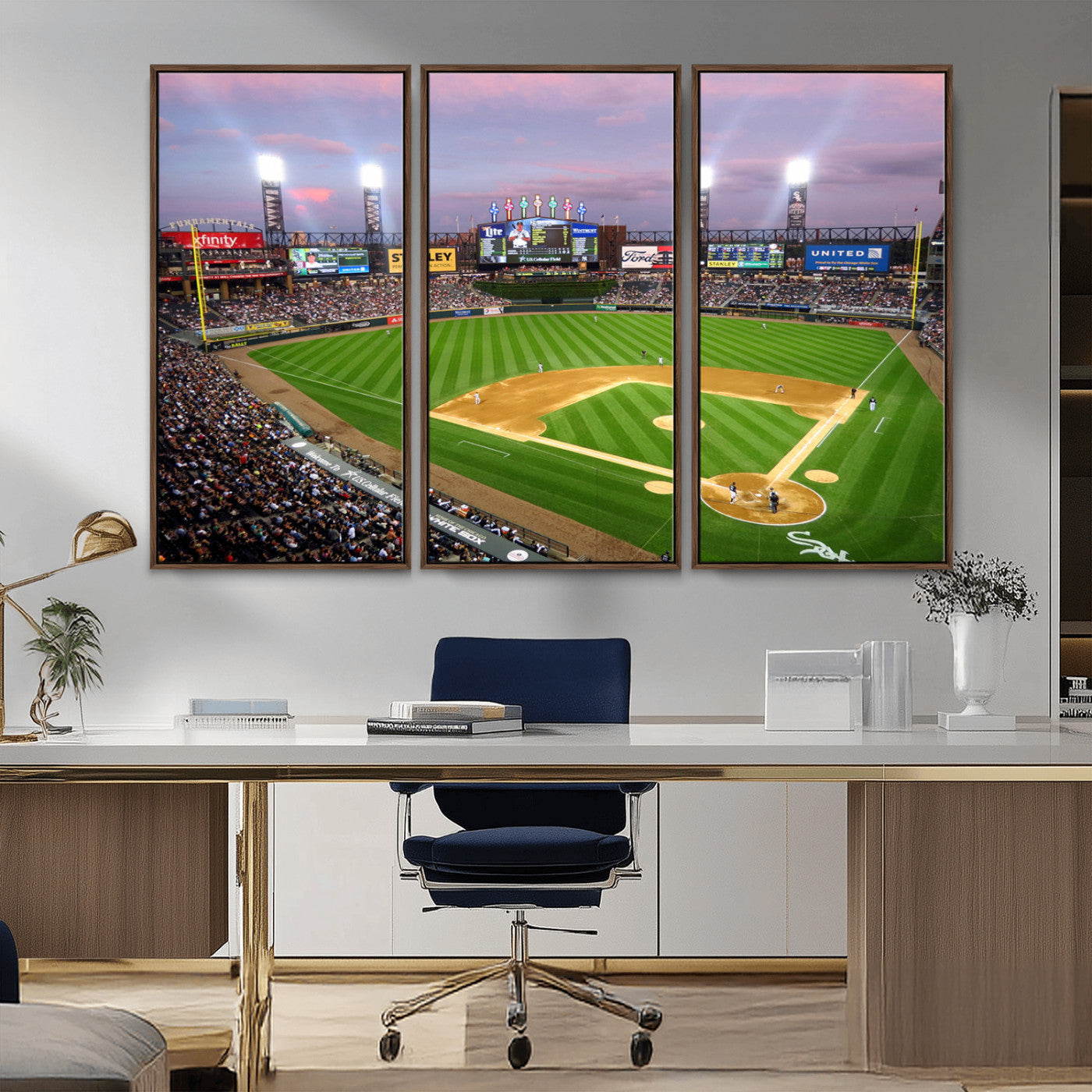MGV-FC-48X32-3P - Chicago White Sox Baseball Team Print Canvas- Guaranteed Rate Field Stadium Wall Art Canvas Print