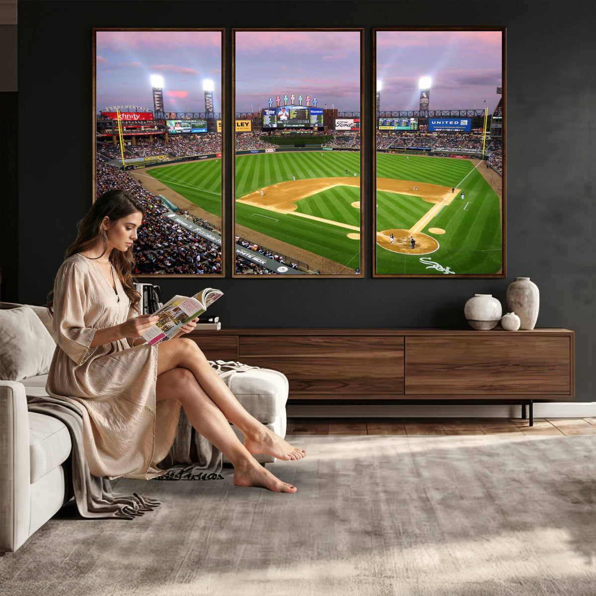 38470-MGV-CV-36X24 - Chicago White Sox Baseball Team Print Canvas, Guaranteed Rate Field Stadium Wall Art