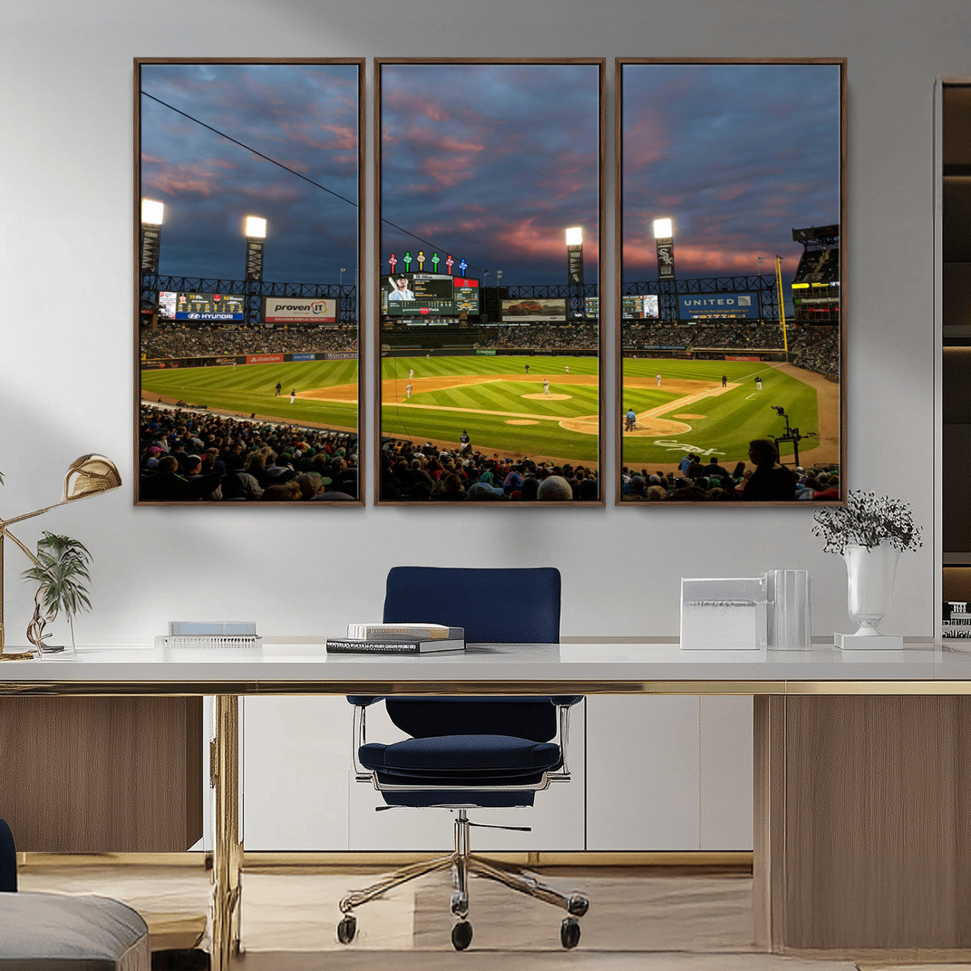 MGV-FC-48X32-3P - Chicago White Sox Baseball Team Print Canvas- Guaranteed Rate Field Stadium Wall Art Canvas Print