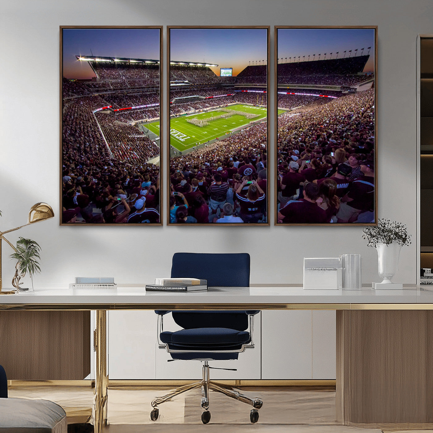 MGV-FC-48X32-3P - Texas A&M University Aggies Football Team Print - College Station Kyle Field Stadium Wall Art Canvas