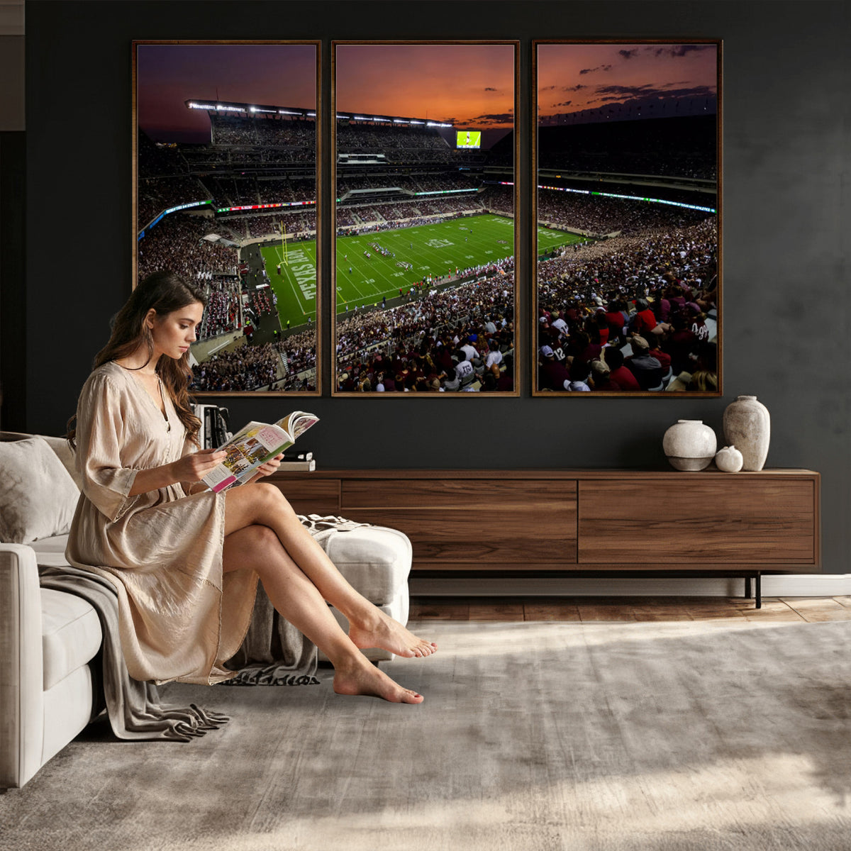 45603-MGV-CV-36X24 - Texas A&M University Aggies Football Team Print, College Station Kyle Field Stadium Wall Art