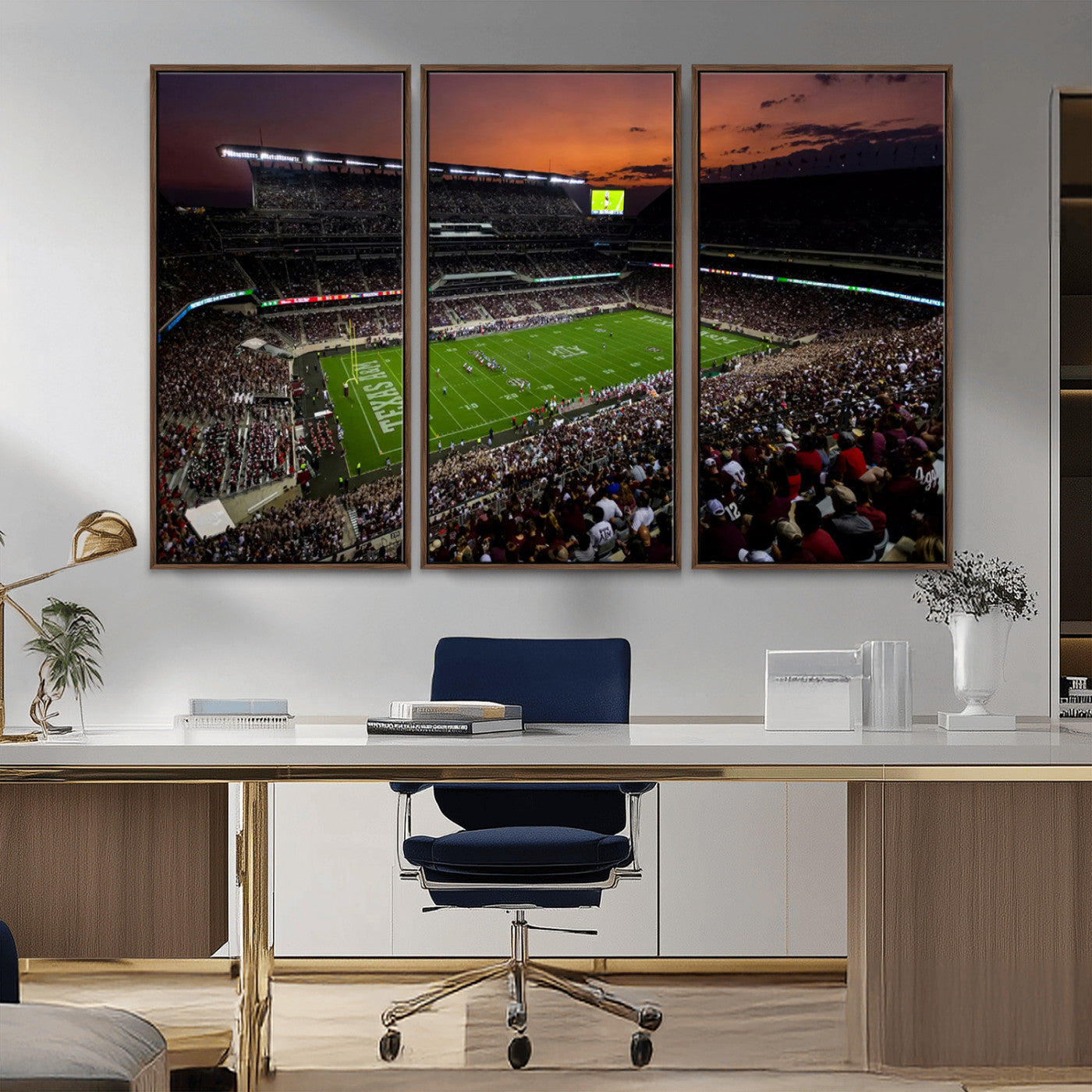 MGV-FC-48X32-3P - Texas A&M Aggies Football Team Print - College Station Kyle Field Stadium Wall Art Canvas Print