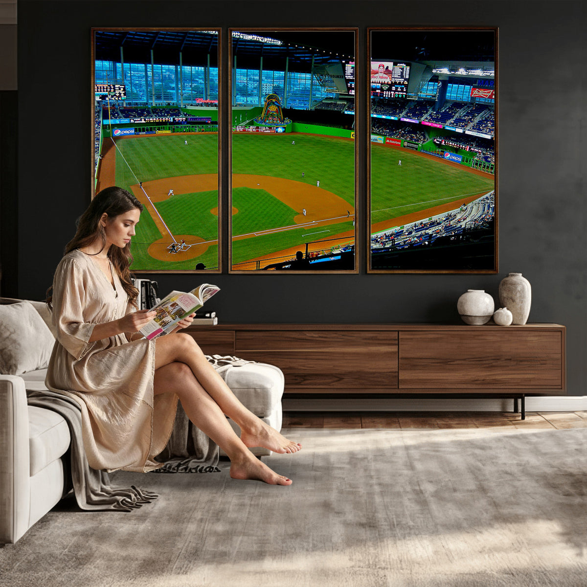 51207-MGV-CV-36X24 - Miami Marlins Baseball Team Print, Miami LoanDepot Park
