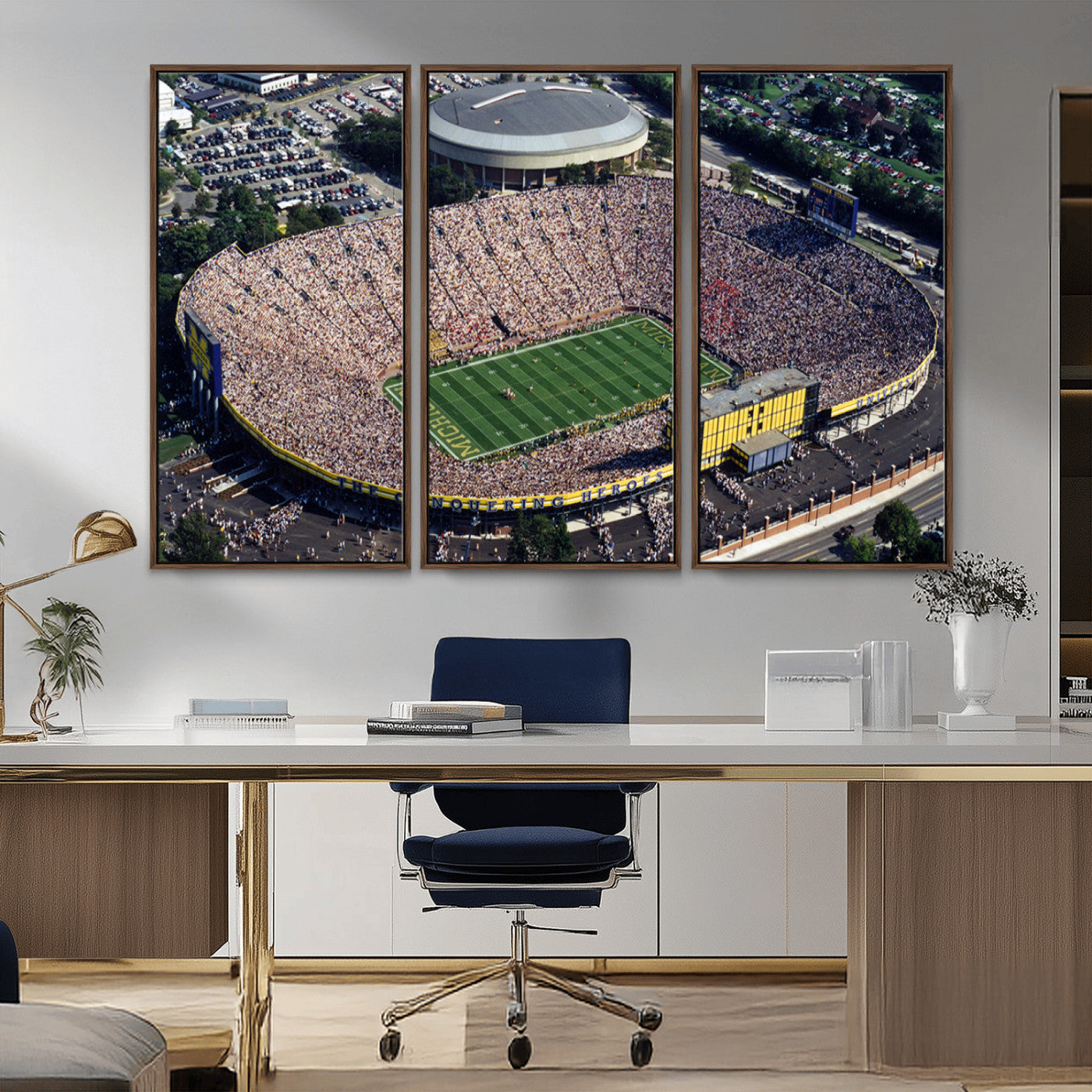 MGV-FC-48X32-3P - Michigan Wolverines Football Team Print - Ann Arbor Michigan Stadium Print, Michigan Wolverines
