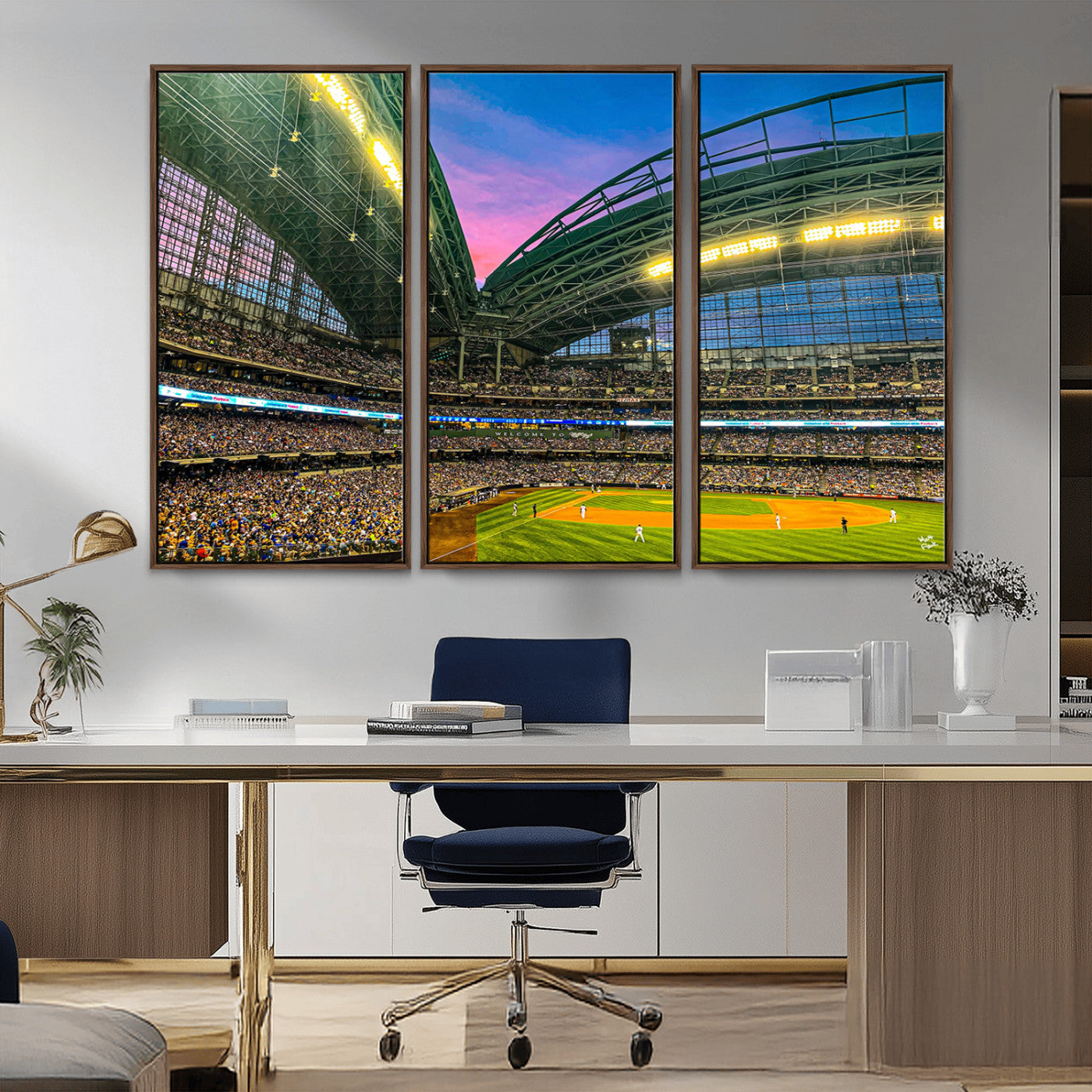 MGV-FC-48X32-3P - Milwaukee Brewers Baseball Team Print Canvas- American Family Field Stadium Wall Art Canvas Print