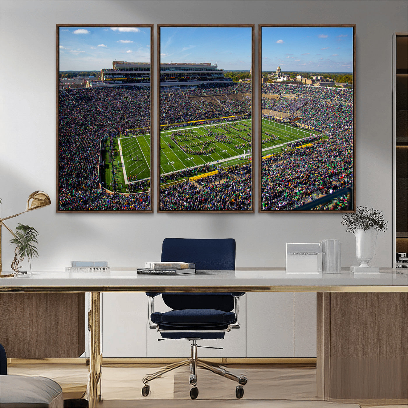 MGV-FC-48X32-3P - Notre Dame Fighting Irish Football Team Print - Notre Dame Stadium Wall Art Canvas Print