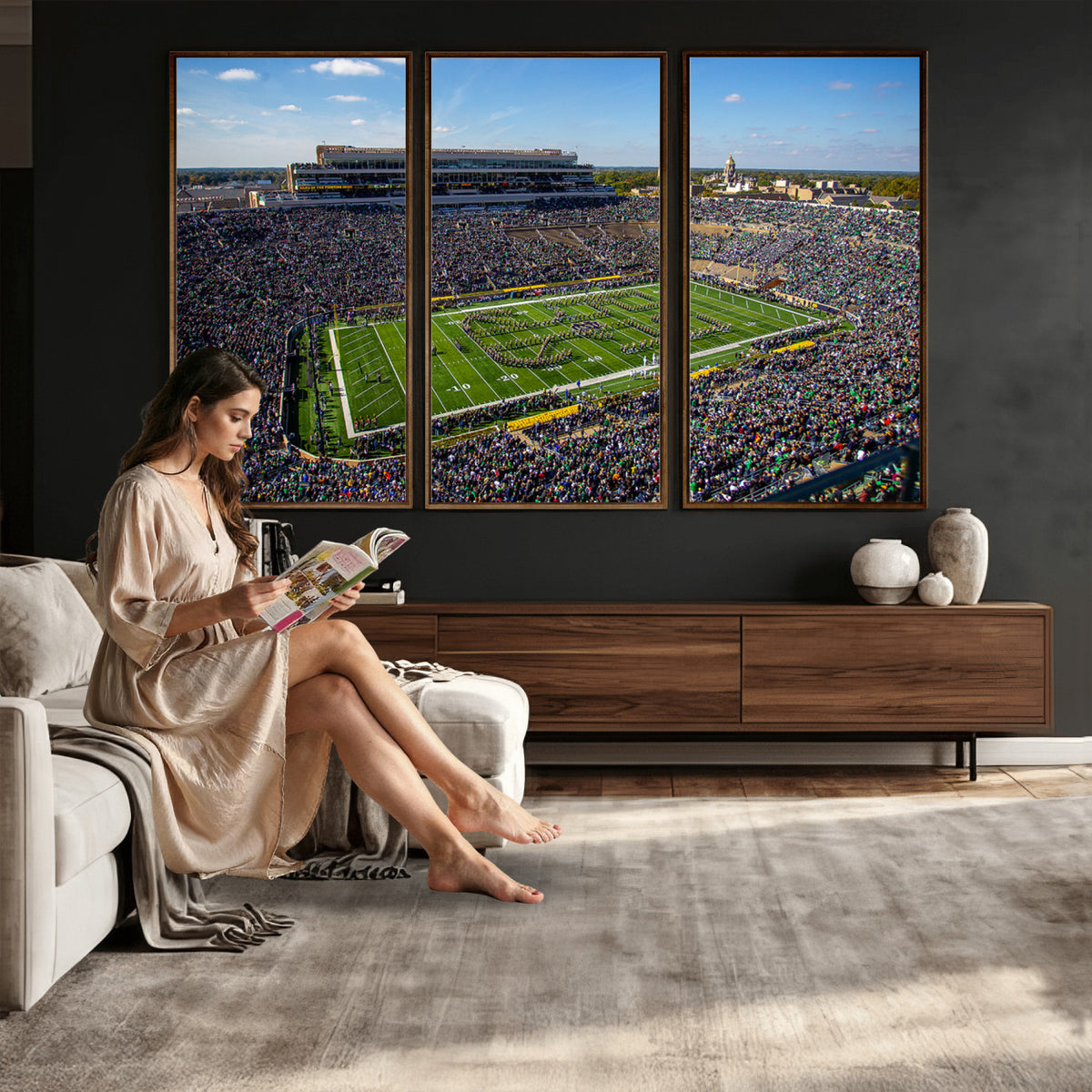 50114-MGV-CV-36X24 - Notre Dame Fighting Irish Football Team Print, Notre Dame Stadium Wall Art