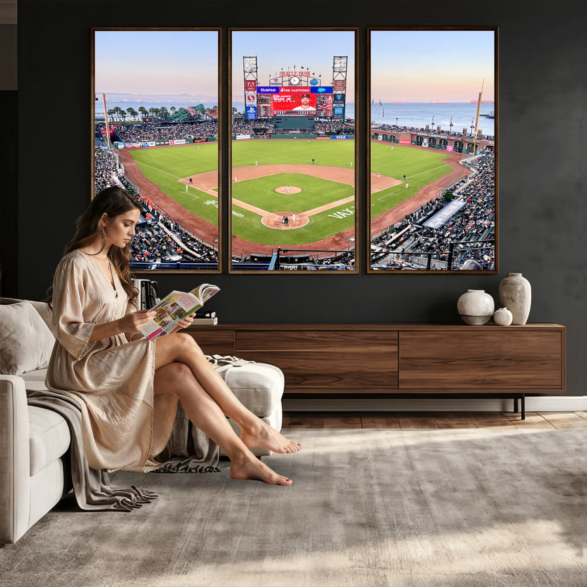 16055-MGV-CV-36X24 - San Francisco Giants Baseball Team Print, Oracle Park