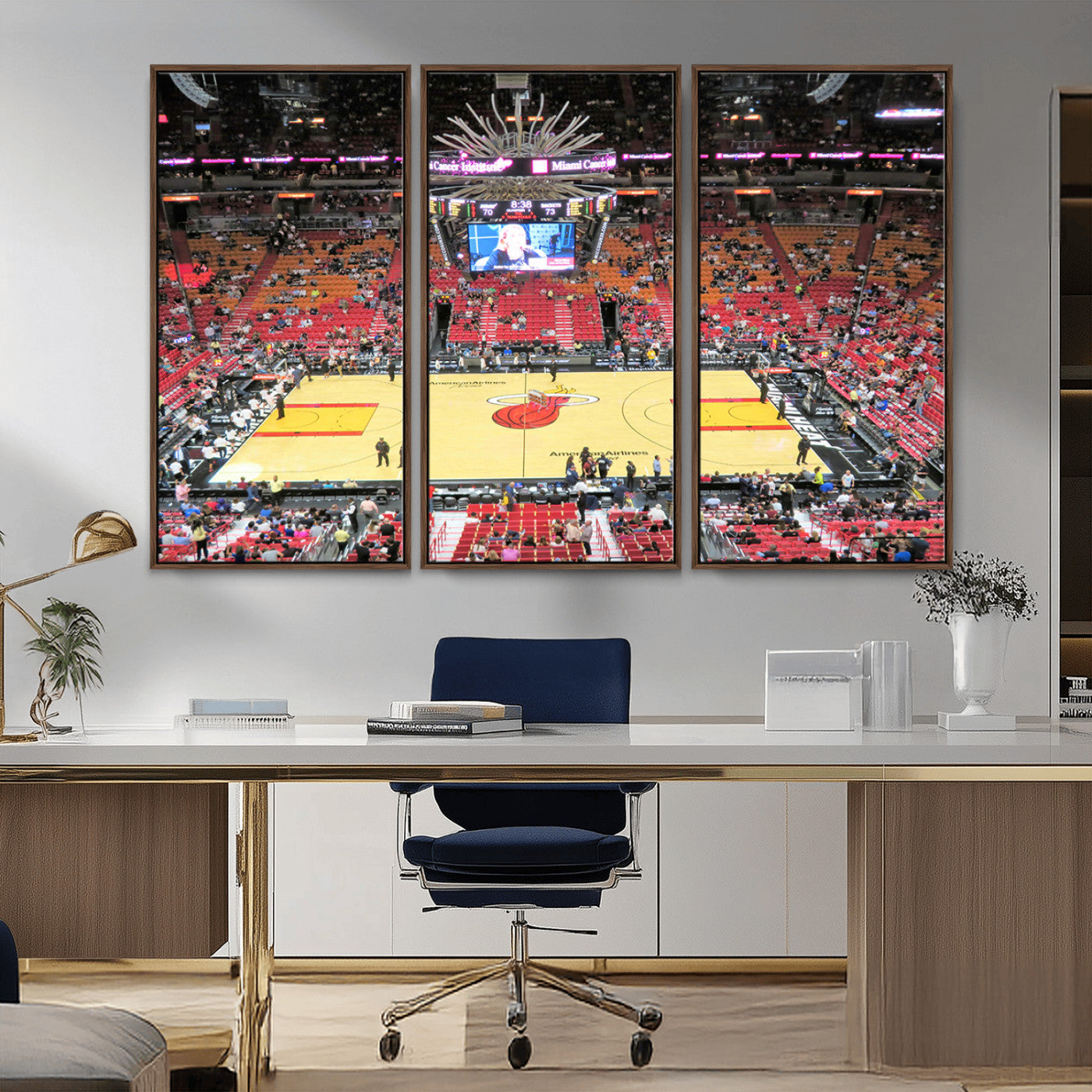 MGV-FC-48X32-3P - Miami Heat Basketball Team Print Wall Art- Kaseya Center Stadium Wall Art Canvas Print