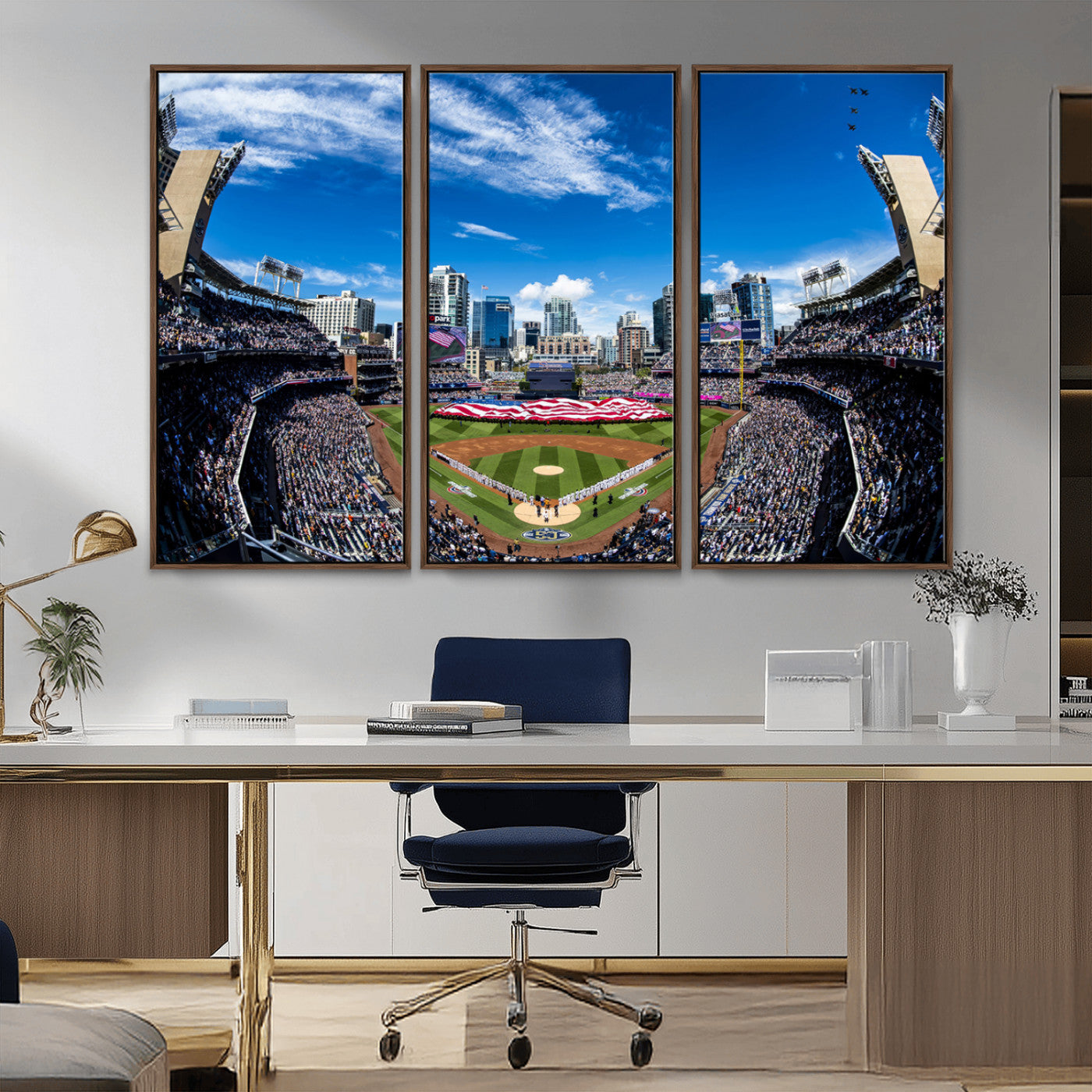 MGV-FC-48X32-3P - San Diego Padres Baseball Team Print - Petco Park Stadium Wall Art Canvas Print