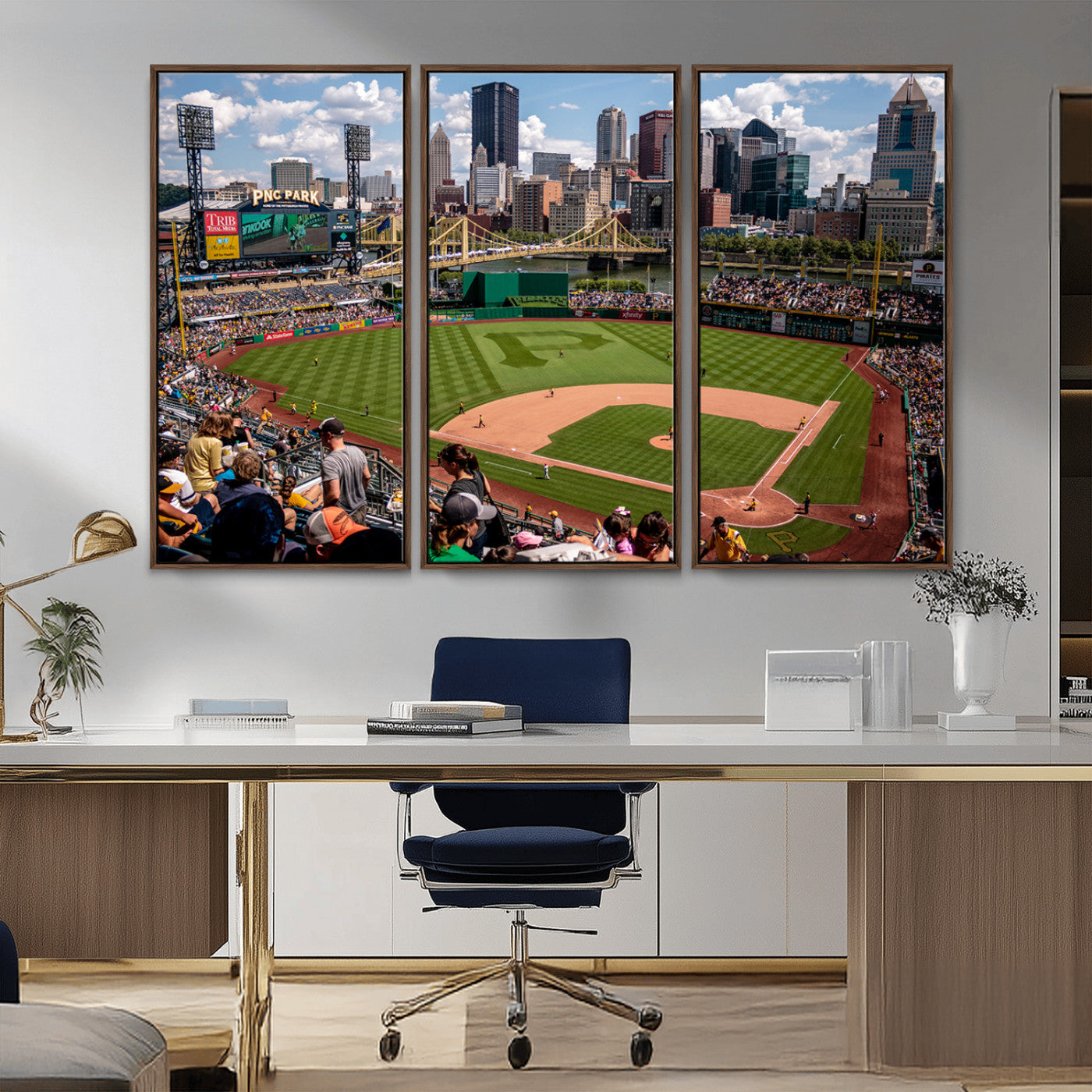 MGV-FC-48X32-3P - Pittsburgh Pirates Baseball Team Print - PNC Park Stadium Wall Art Canvas Print - Ready to Hang