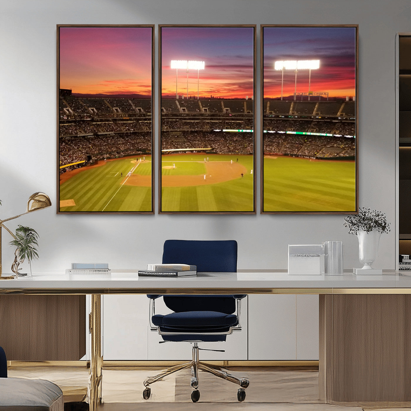 MGV-FC-48X32-3P - Oakland Athletics Baseball Team Print - Oakland Coliseum Stadium Wall Art Canvas Print