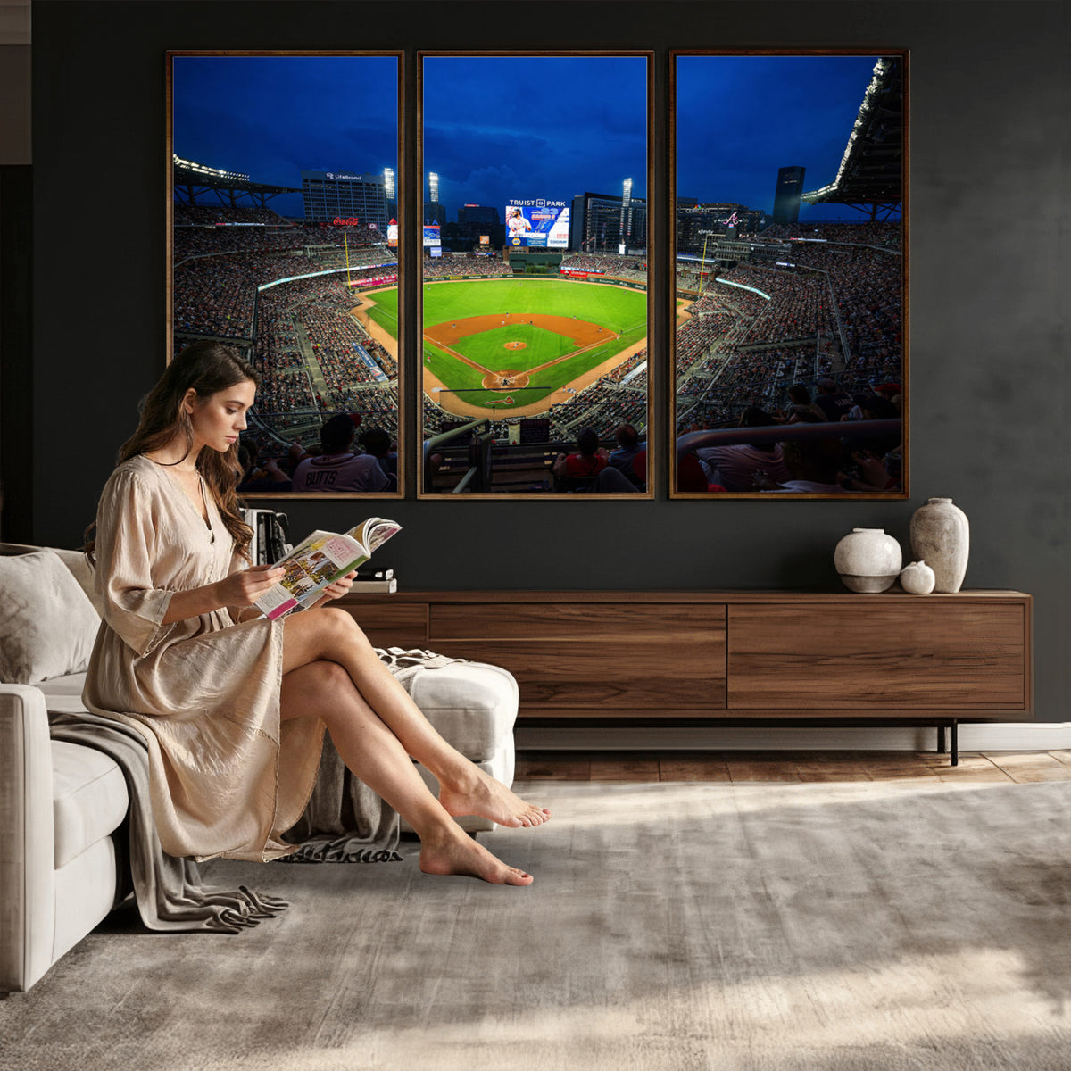 88590-MGV-CV-36X24 - Truist Park Night Game Canvas Art, Atlanta Braves Stadium