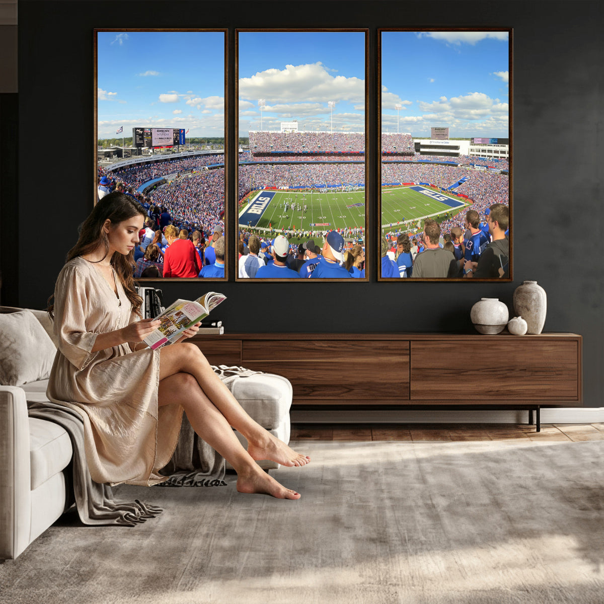 35302-MGV-CV-36X24 - Buffalo Bills NFL Football Team Print, Game Day at Buffalo Highmark Stadium