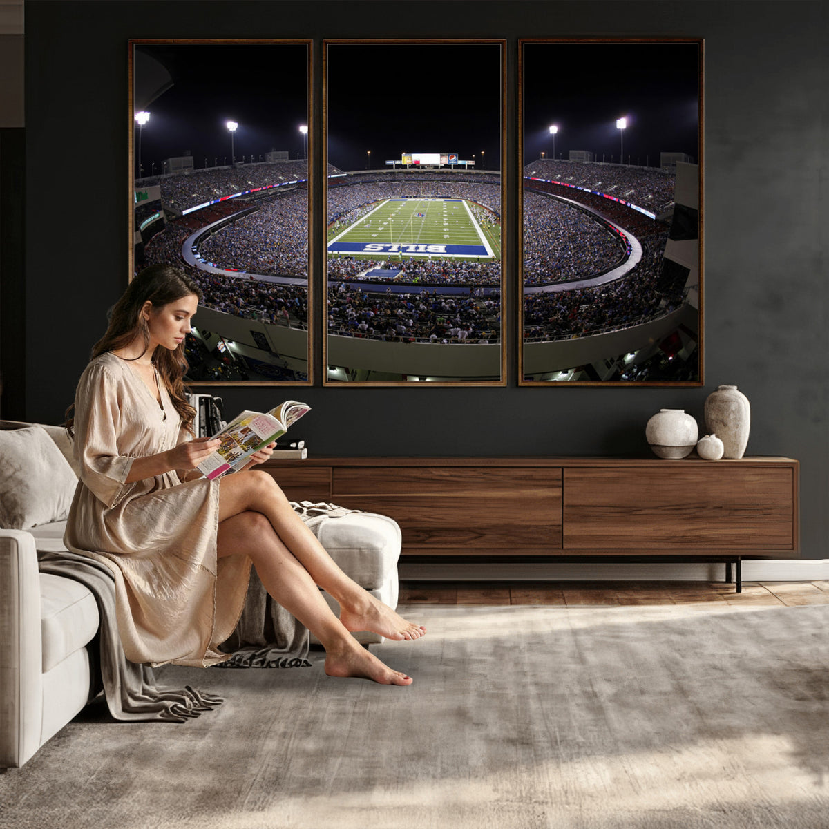 98546-MGV-CV-36X24 - Buffalo Bills NFL Football Team Print, Buffalo Highmark Stadium Wall Art