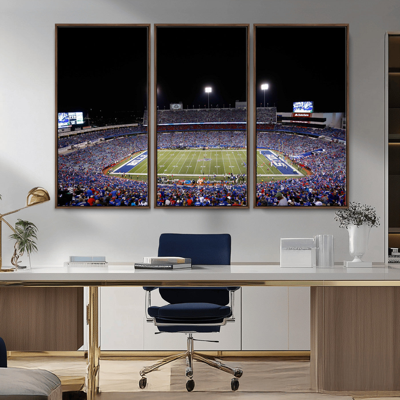 MGV-FC-48X32-3P - Buffalo Bills Wall Art - Buffalo Bills Stadium Canvas Print, Perfect Sports Decor for Living Rooms,