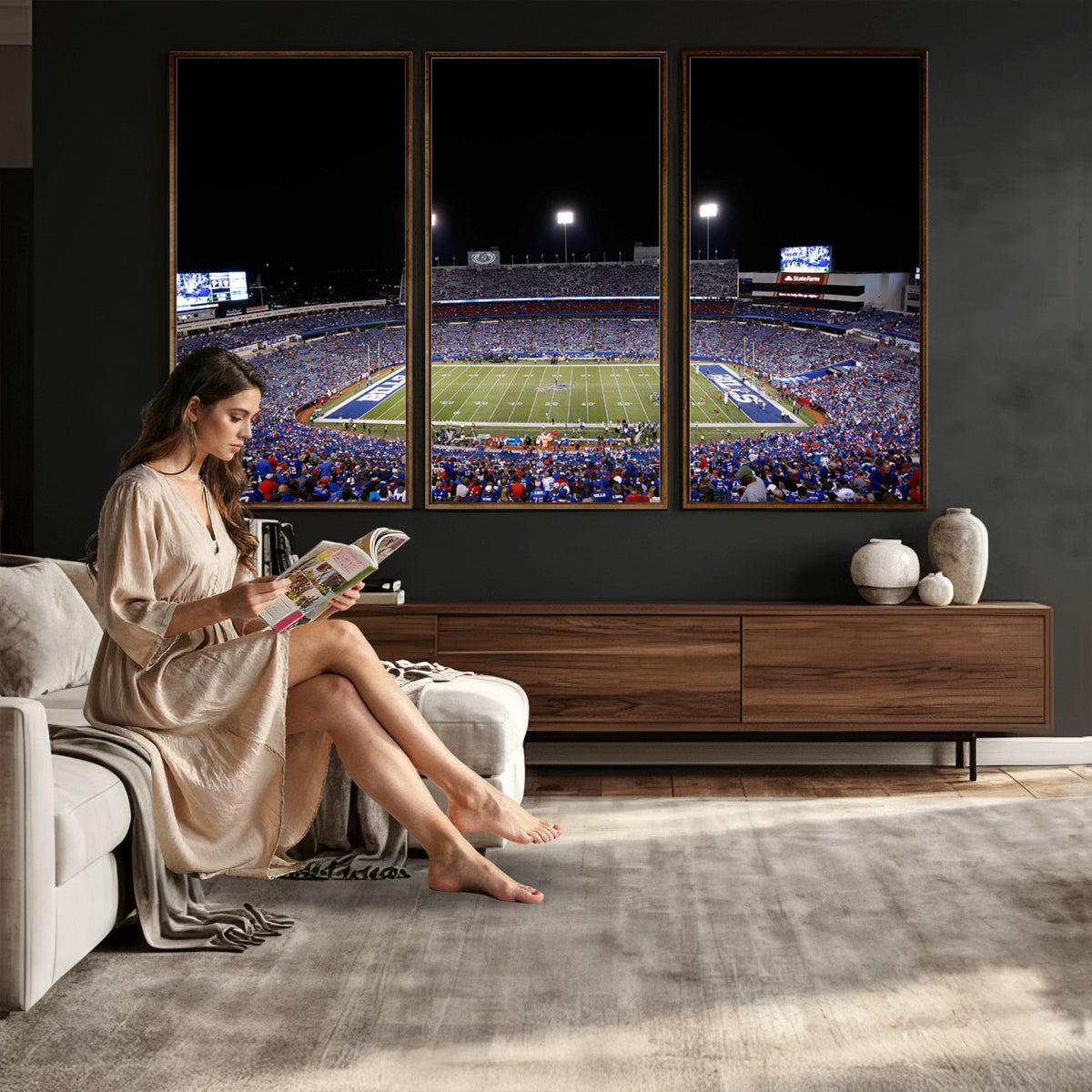59036-MGV-CV-36X24 - Buffalo Bills Wall Art, Buffalo Bills Stadium Canvas Print for Sports Decor
