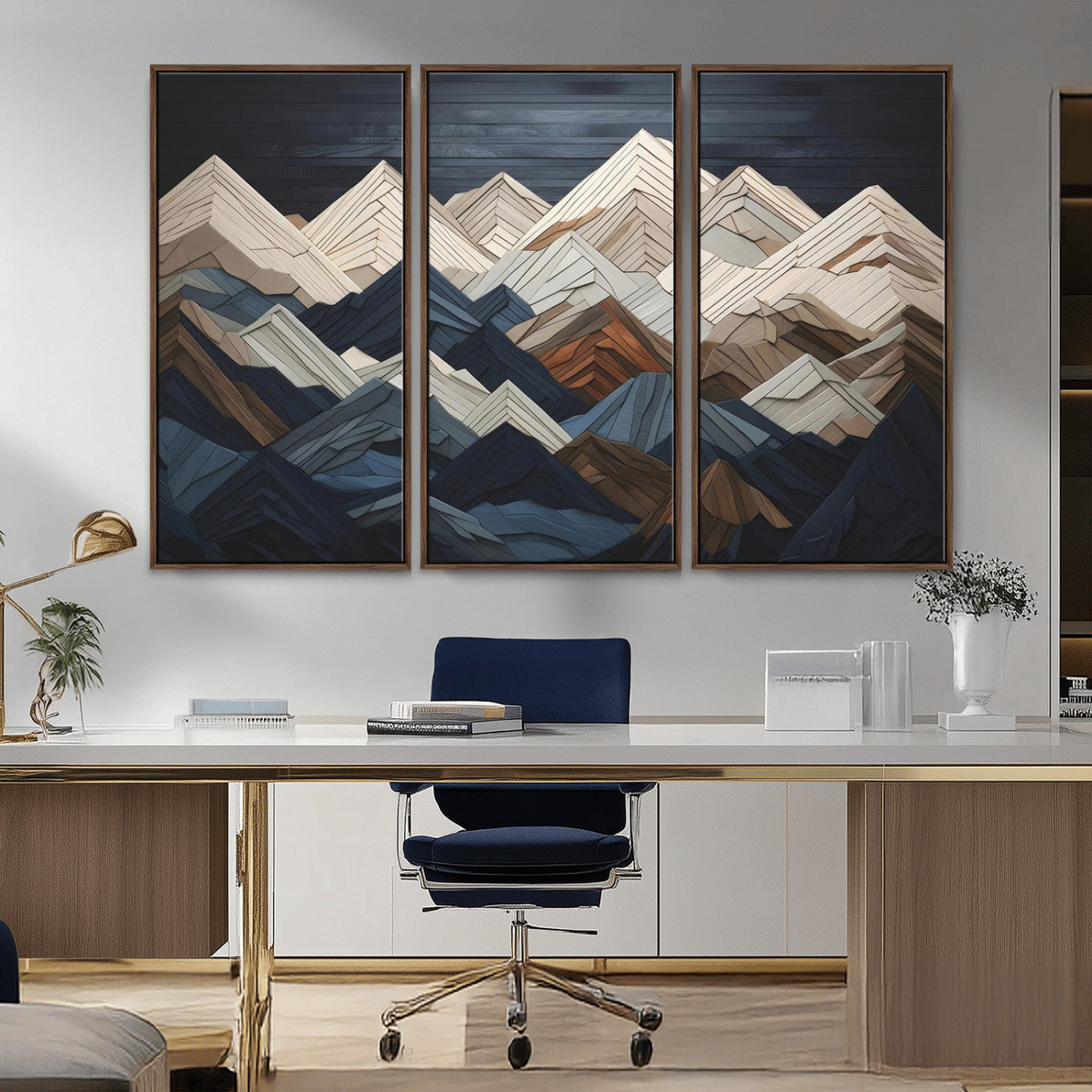 MGV-FC-48X32-3P - Wood Mountain Wall Art | Mountain Canvas Print Wood Decor | Ready to Hang for Cabin Decor