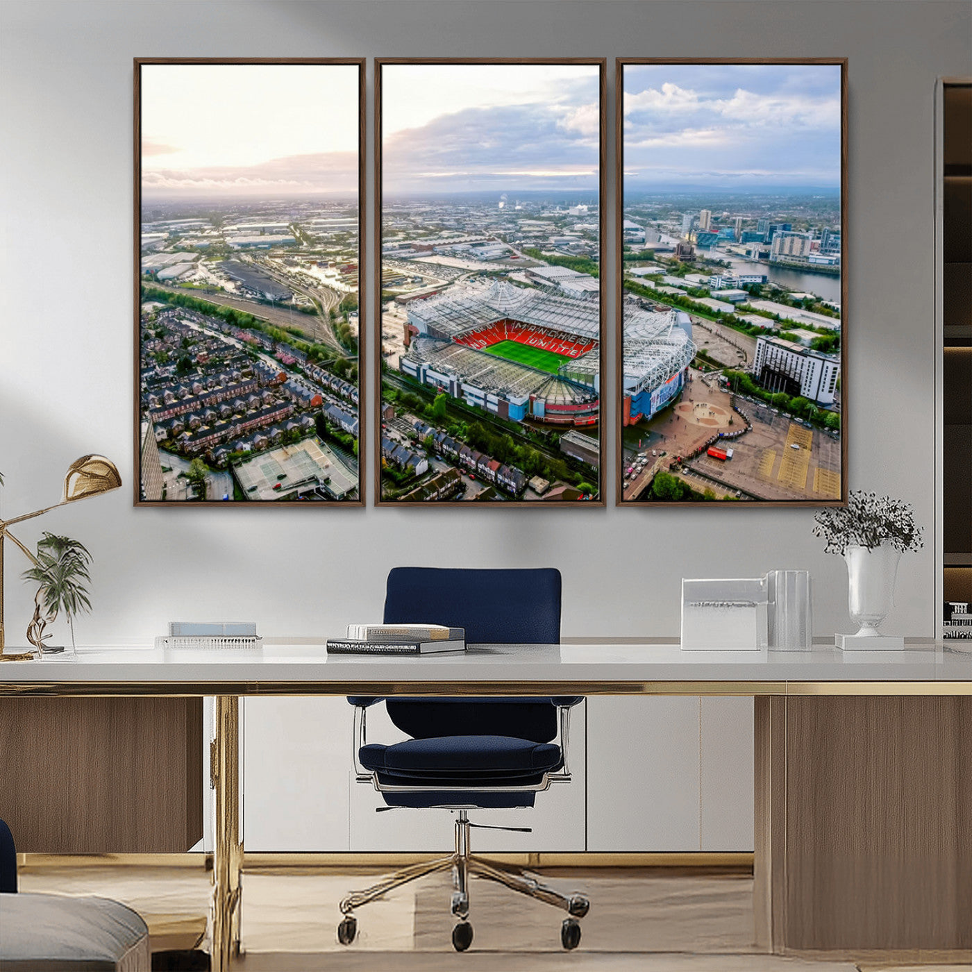 MGV-FC-48X32-3P - Old Trafford Manchester United Stadium Wall Art Canvas Print - Aerial View Stadium, Old Trafford
