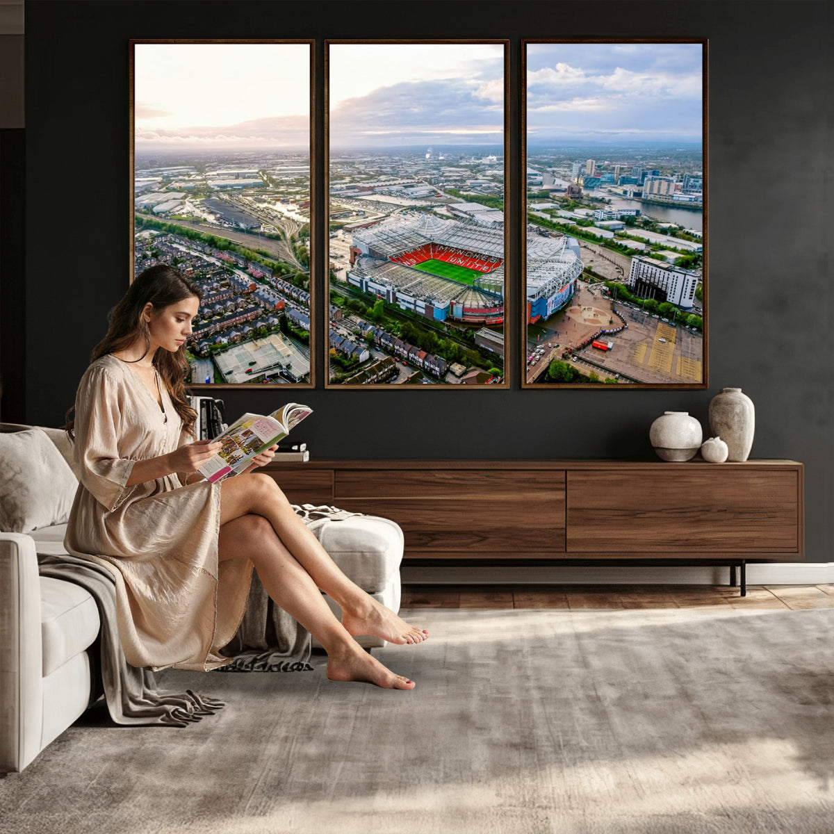 85657-MGV-CV-36X24 - Old Trafford Manchester United Stadium Wall Art Canvas Print