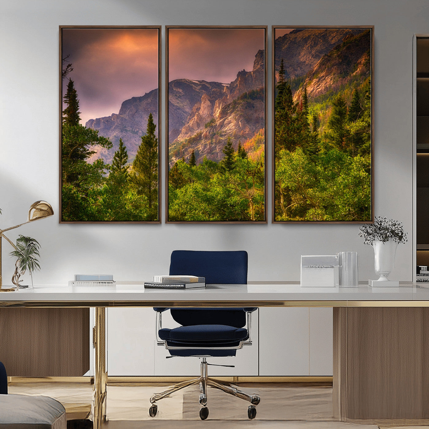 MGV-FC-48X32-3P - Colorado Rockies Mountains Wall Art Canvas Print | Ready to Hang  Framed Mountain Landscape