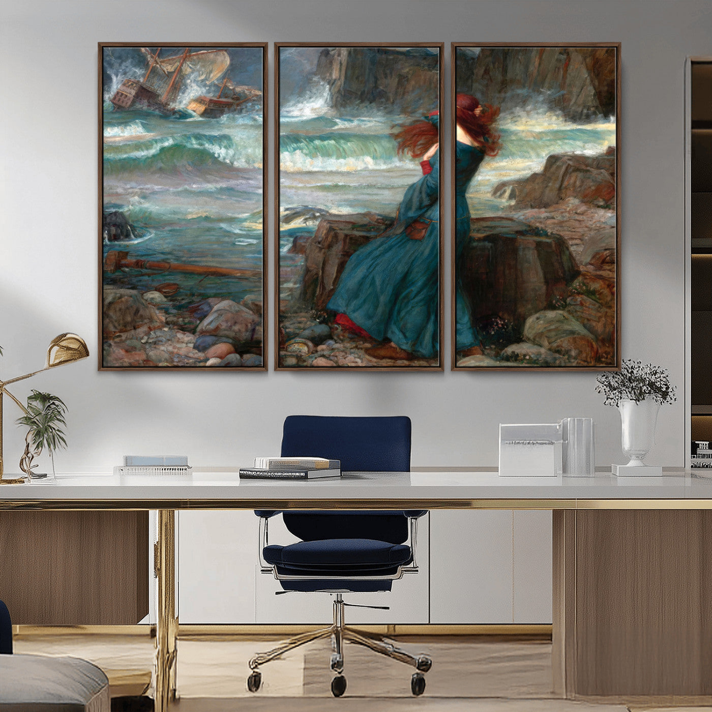 -Miranda by the Shore Wall Art Canvas Print – Tempest Scene Ocean Storm – Ready to Hang