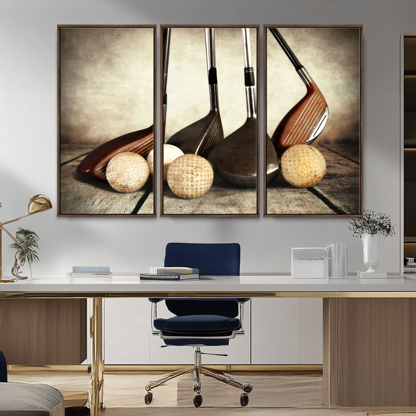 MGV-FC-48X32-3P - Vintage Golf Ball Art | Golf Decor for Man Cave or Office | Ready to Hang and Framed