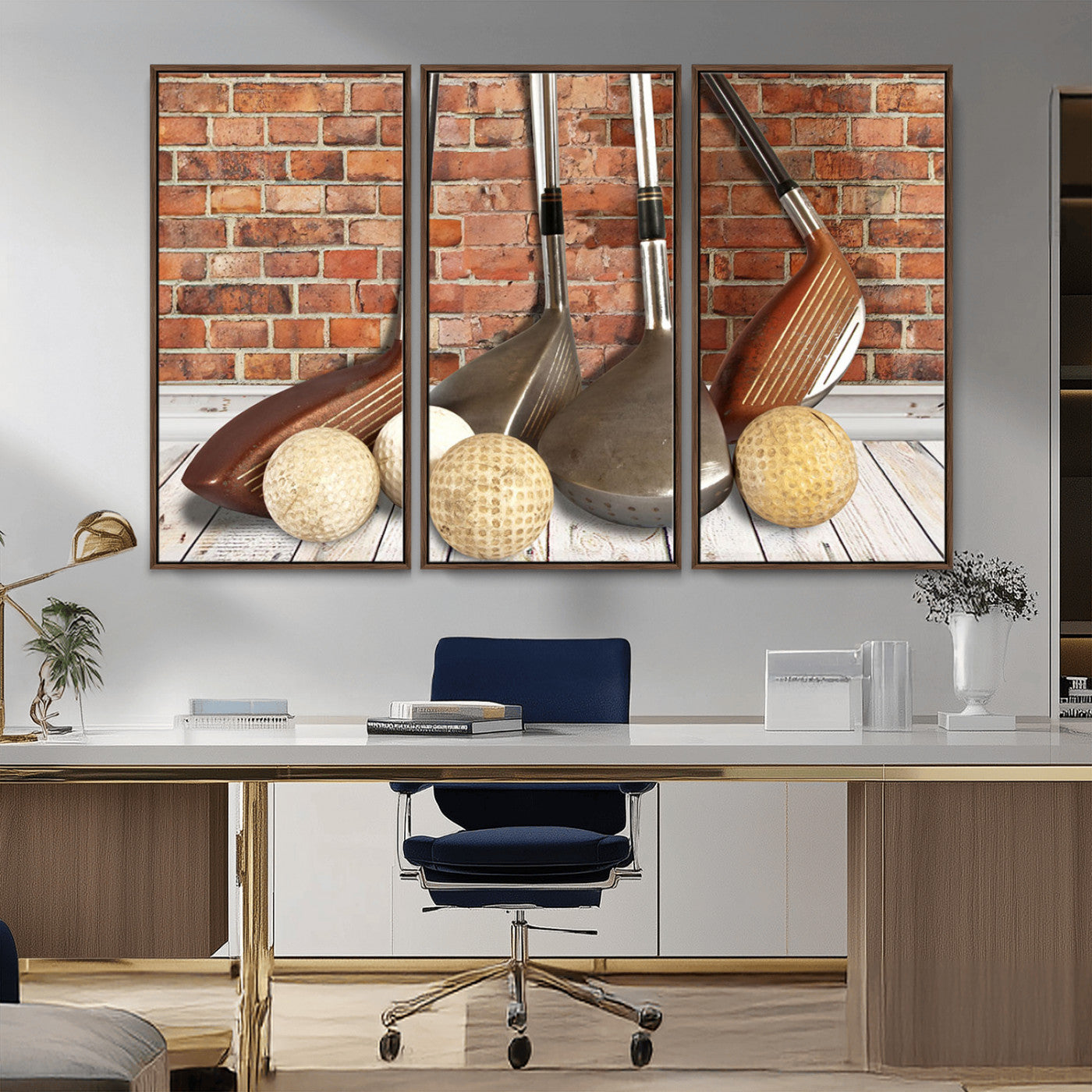 MGV-FC-48X32-3P - Vintage Golf Ball Wall Art Canvas Print | Golf Decor for Man Cave or Office | Ready to Hang and