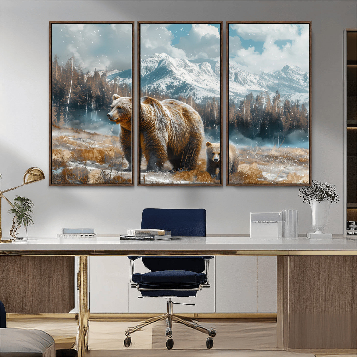 MGV-FC-48X32-3P - Bear and Baby Bear Wall Art Canvas Print