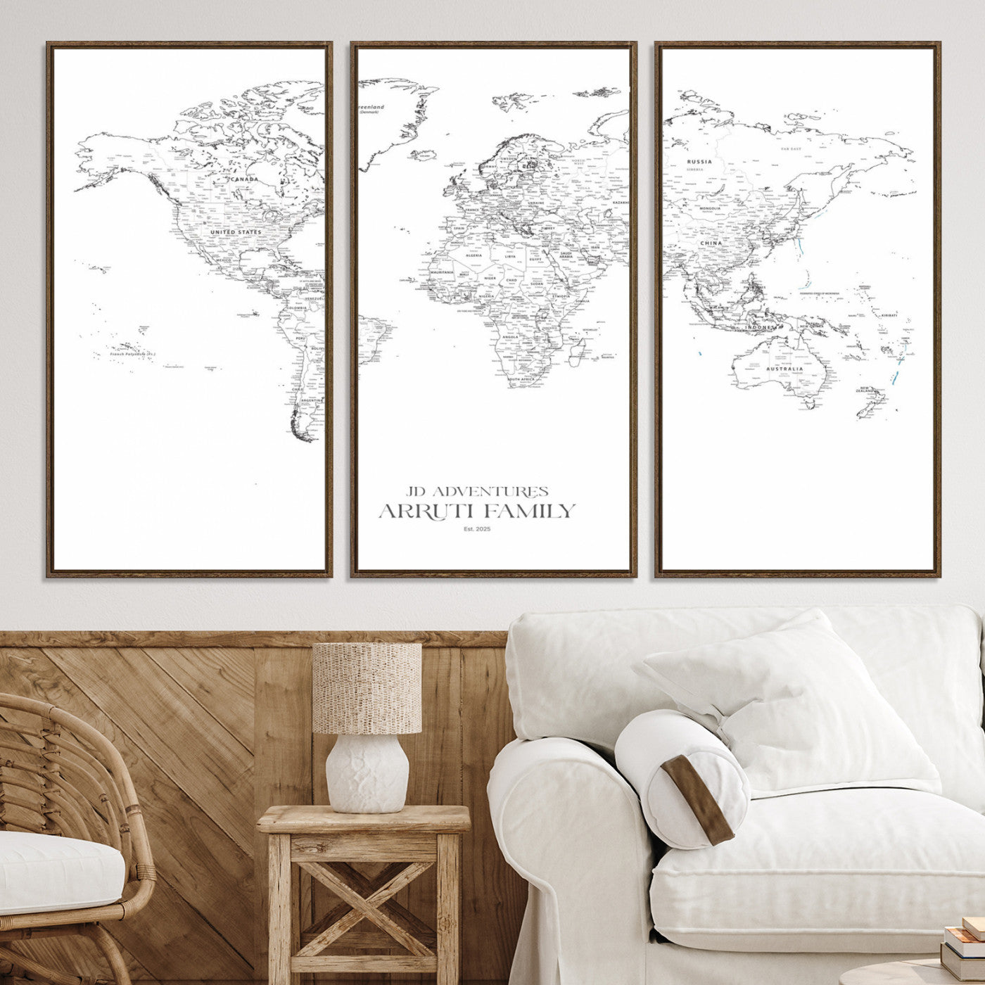 23223-MGV-CV-36X24-Personalized World Map Wall Art Canvas Print - Custom Push Pin Travel Map Canvas - Framed Map Print for Travel Lover Gift