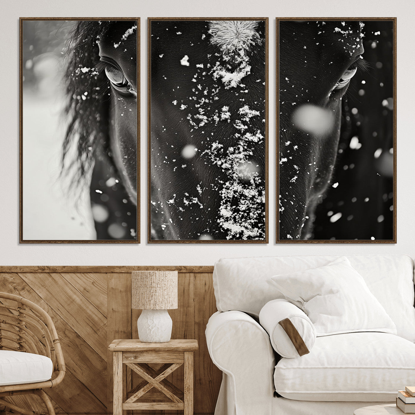 73281-MGV-CV-36X24-Winter Horse Snow Wall Art Canvas Print