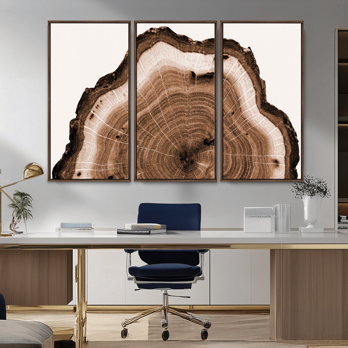 45195-MGV-CV-36X24-Rustic Wood Rings Wall Art | Nature-Inspired Tree Ring Canvas Print | Ready to Hang and Framed for