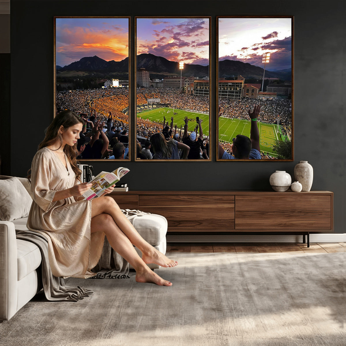 52579-MGV-CV-36X24 - Folsom Field, University of Colorado Buffaloes Football, Framed and Ready to Hang