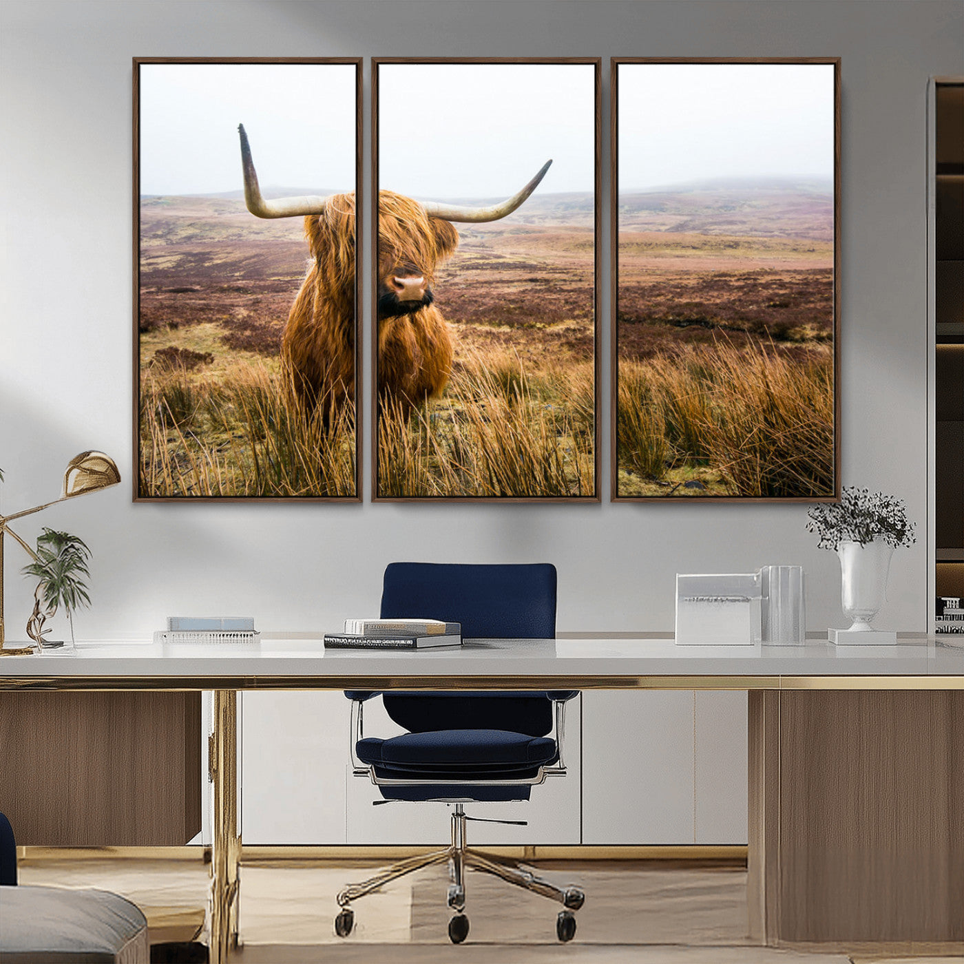 97274-MGV-CV-36X24-Scottish Highland Cow Canvas Wall Art – Rustic Farmhouse Charm with Highland Cattle – Ready to Hang